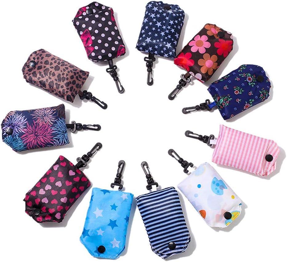 Kaxich Foldable Reusable Grocery Shopping Tote Bags, 6 Pack Eco-friendly Travel Recycle Shopping Bags Folding to fits in Pocket, Waterproof and Machine Washable