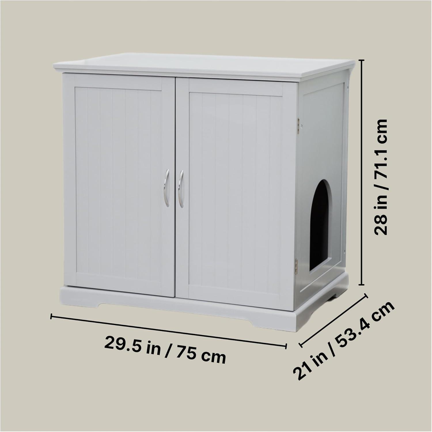 TRIXIE XL Wooden Litter Box Enclosure with Storage Drawer, for Large Size Litter Box, Gray