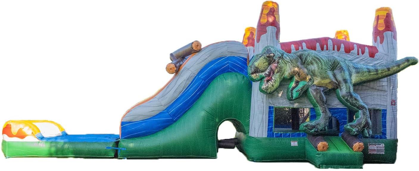 XJUMP Dinosaur Commercial Grade Bounce House Water Slide (with Pool and Blower)