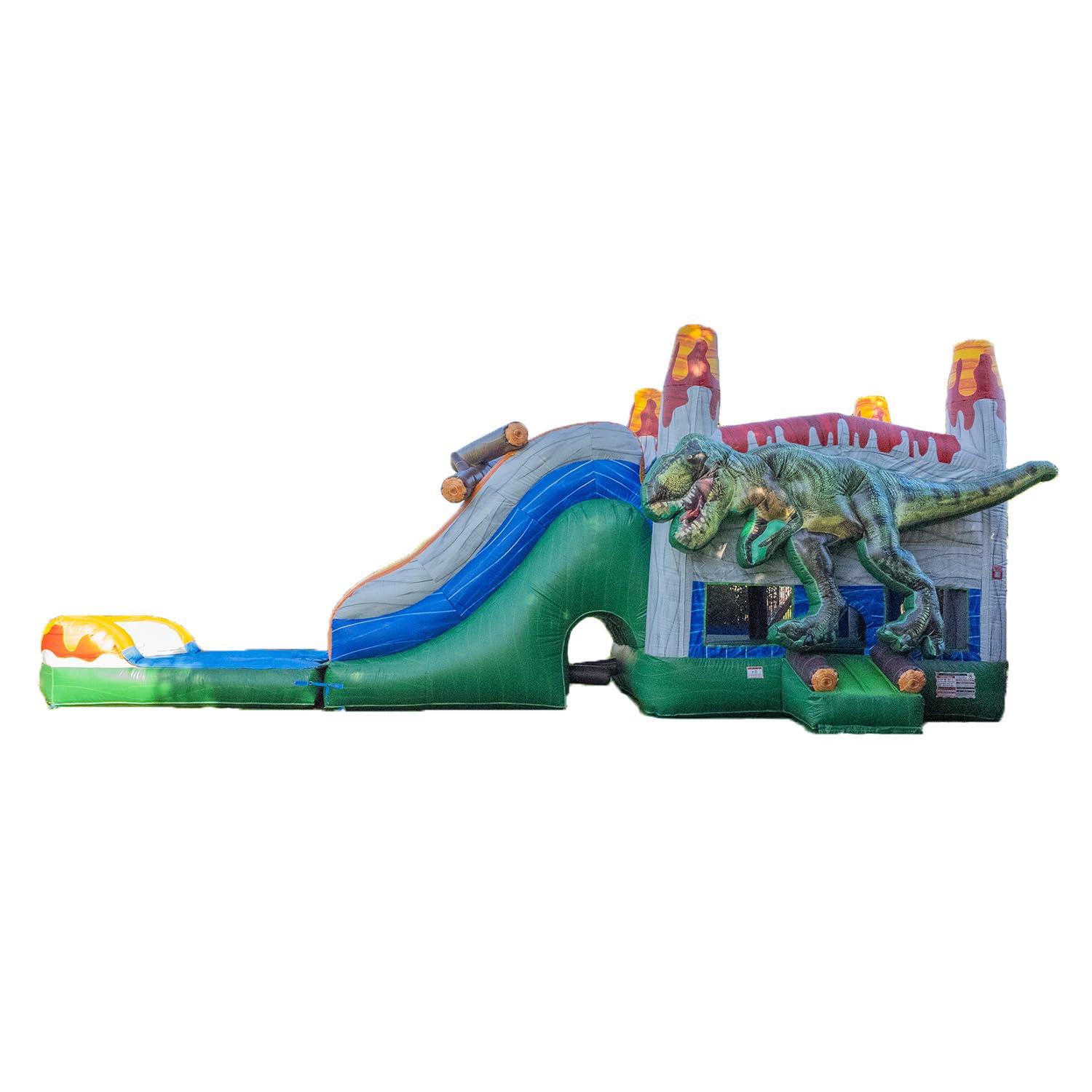 XJUMP Dinosaur Commercial Grade Bounce House Water Slide (with Pool and Blower)