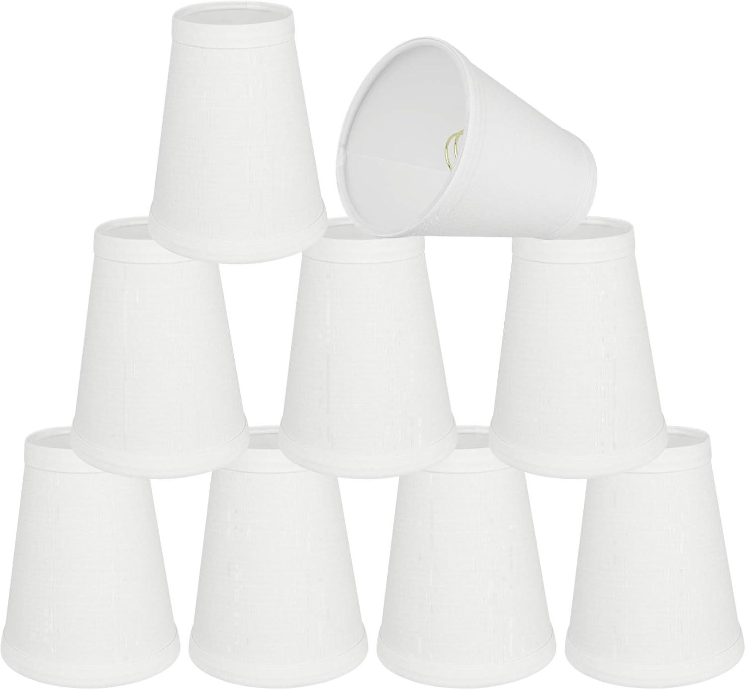 Aspen Creative 32080-5 Small Hardback Empire Shape Chandelier Clip-On Lamp Shade Set (5 Pack), Transitional Design in Off White, 4" bottom width (2.5" x 4" x 5")