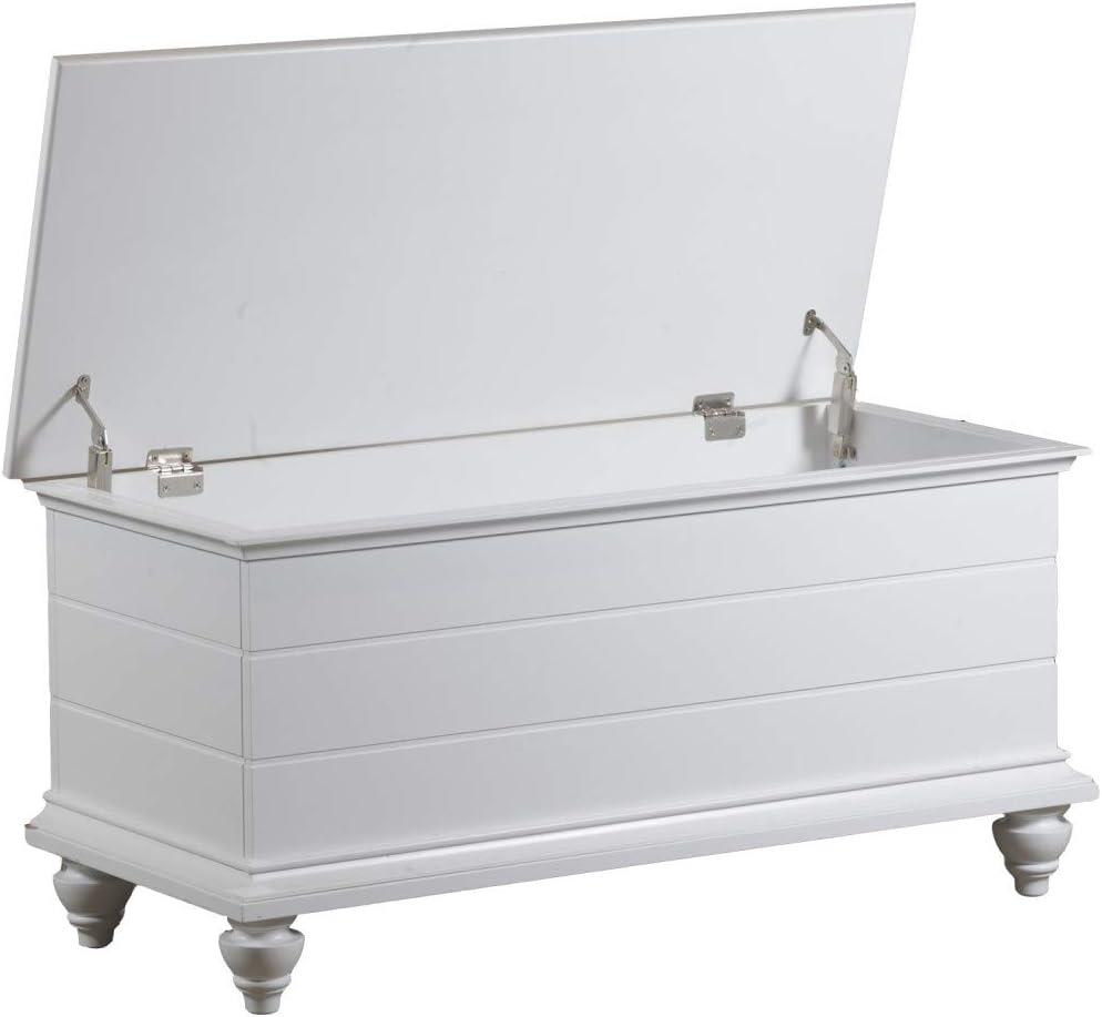 Linon Whitehurst Cedar Lined Storage Chest with Shiplap Siding in White Wood