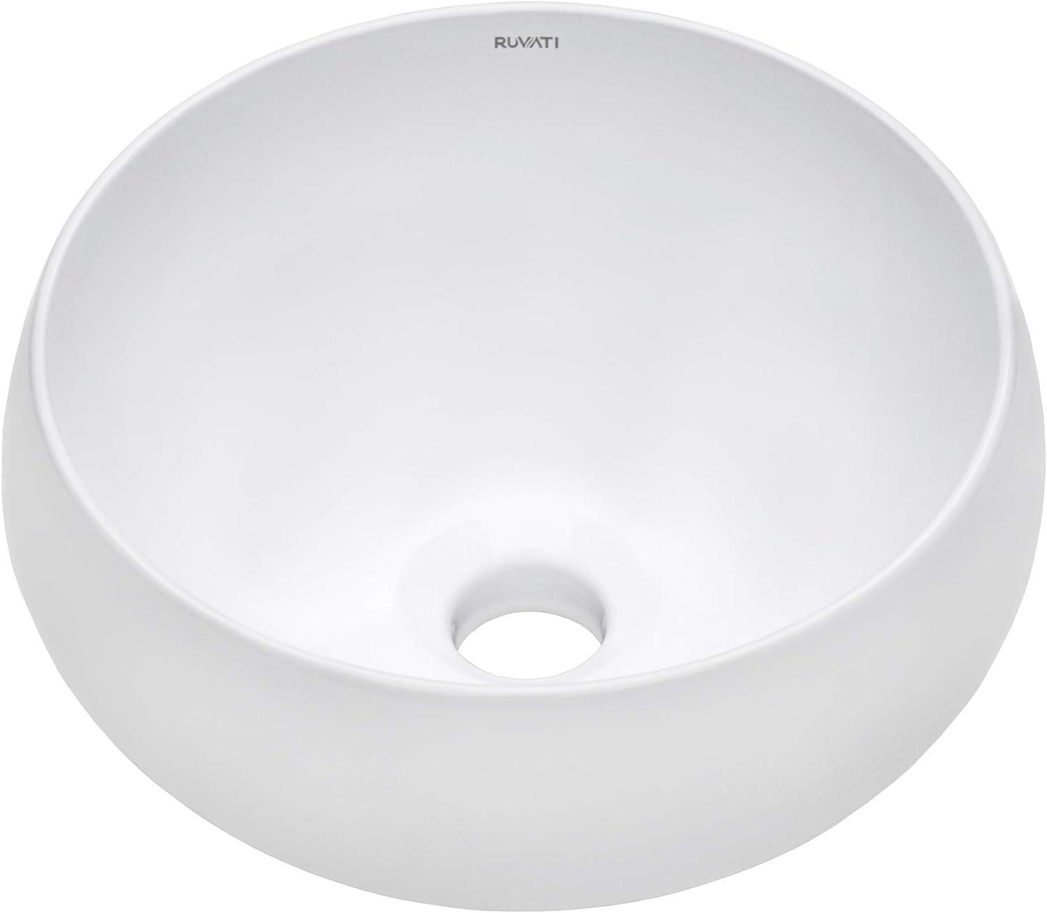 Ruvati Bathroom Vessel Sink Round White Circular Above Counter Porcelain Ceramic