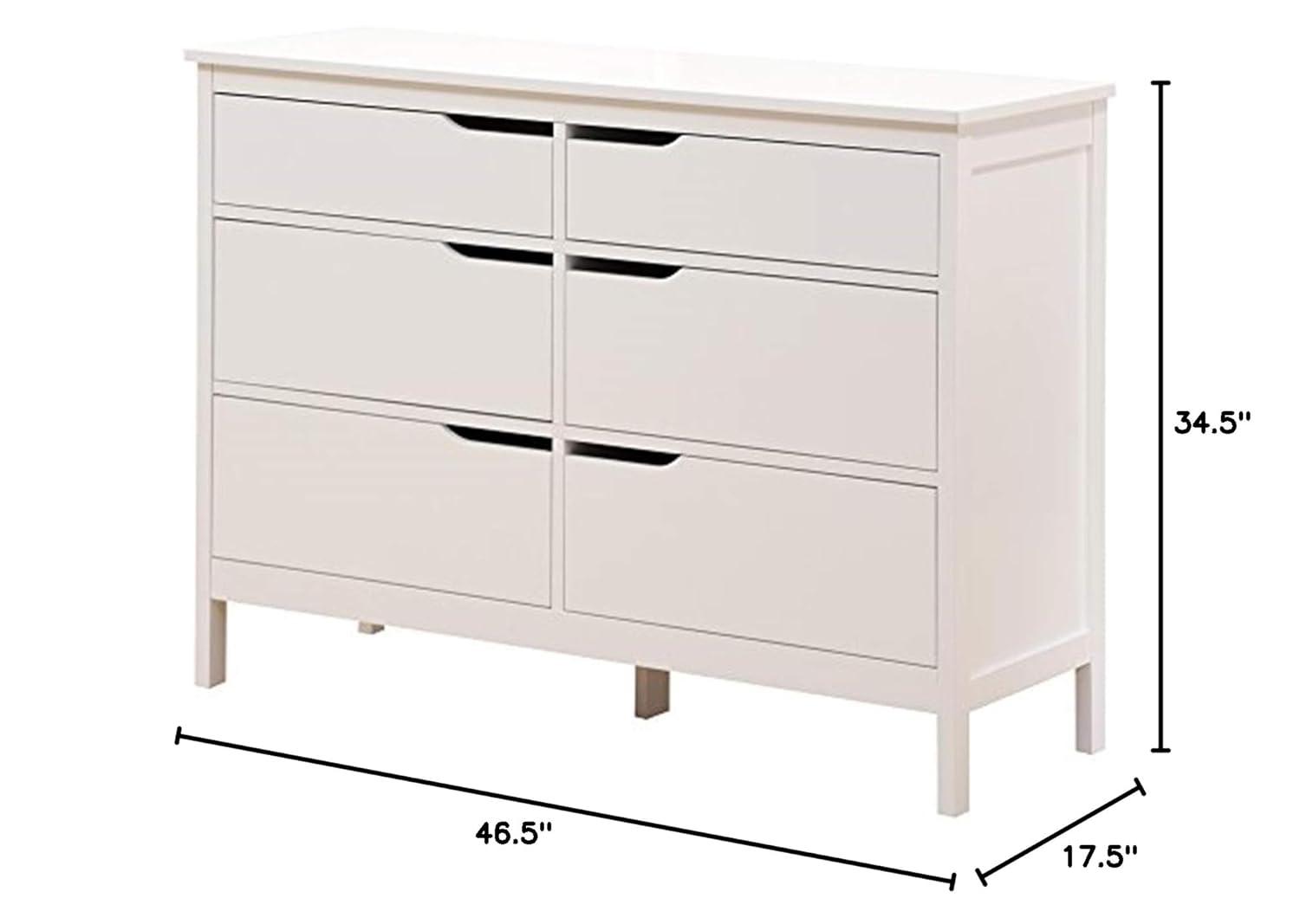 Angel Line Lauren 6 Drawer Double Dresser, White