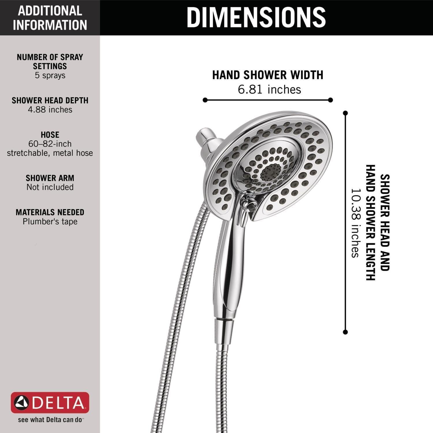 Chrome Dual-Function Handheld and Wall Mounted Shower Head