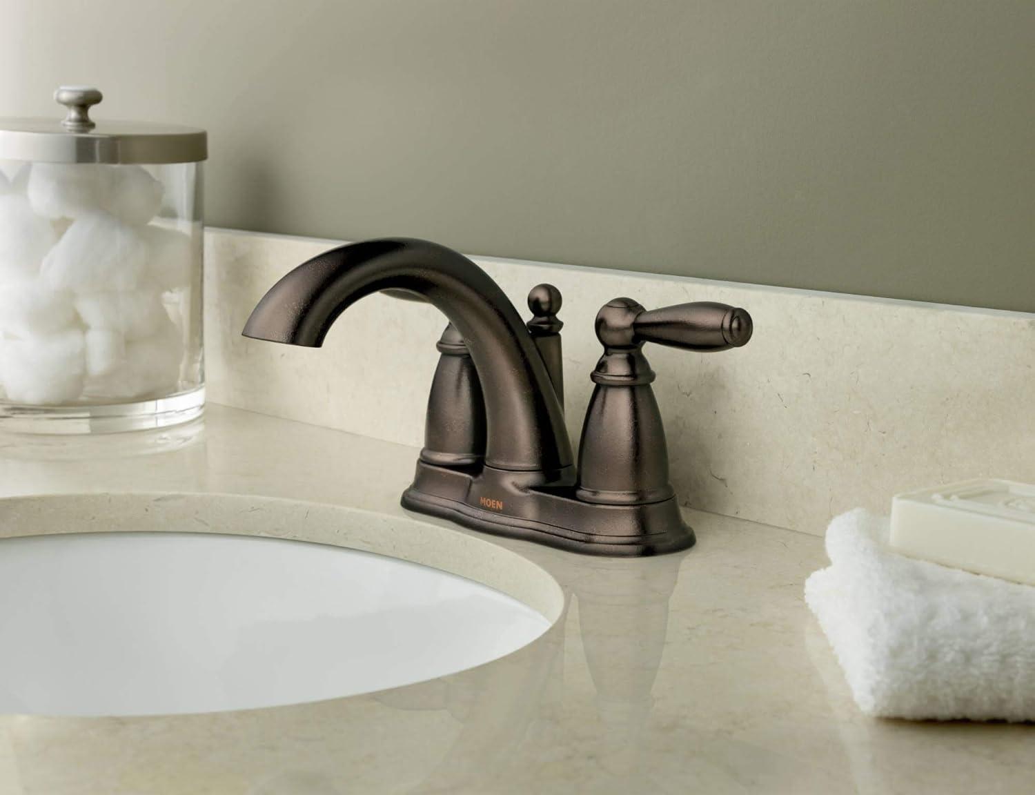 Chrome Two-Handle Centerset Bathroom Faucet with Drain Assembly