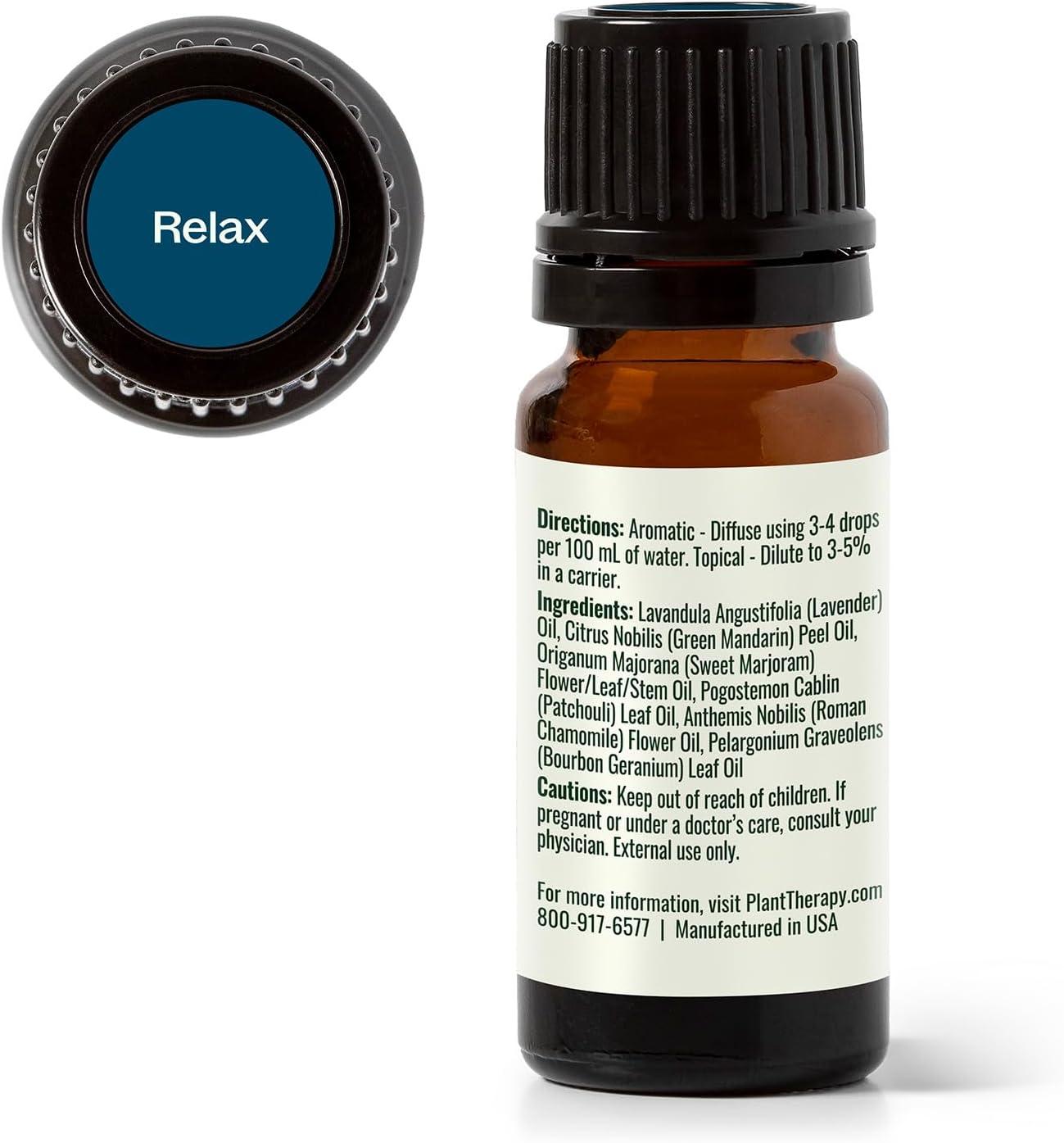 Plant Therapy Relax Essential Oil Blend for Sleep & Stress 100% Pure, Undiluted, Natural Aromatherapy, Therapeutic Grade 10 mL (1/3 oz)
