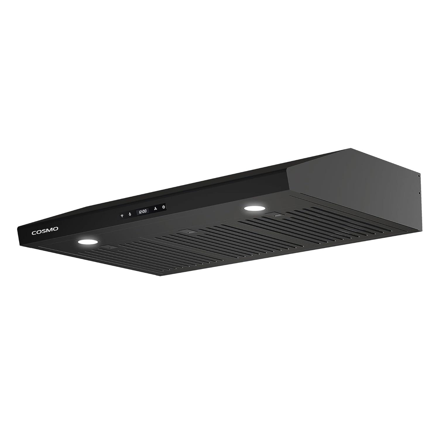 Cosmo 36 In. Haven Collection 500 Cfm Ducted Under Cabinet Range Hood, Touch Controls, Led Lights In Matte Black