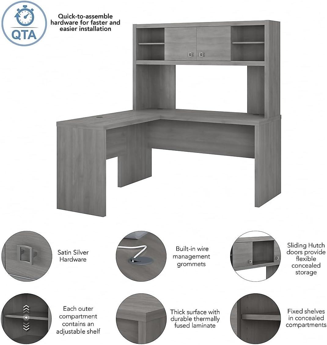 Echo 2-Piece L-Shape Computer Desk Office Set with Hutch