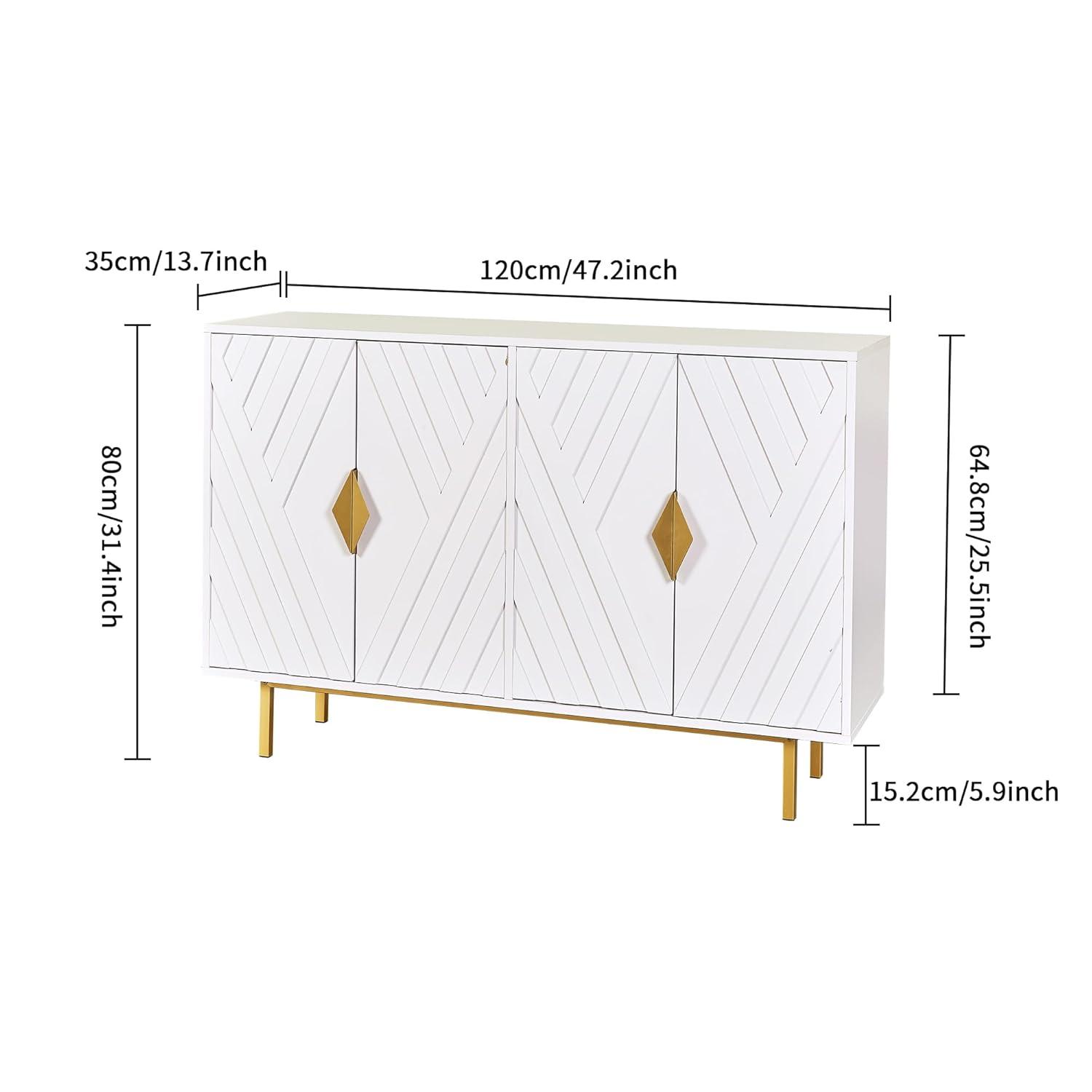 Mercer41 47.2" Accent Cabinet With 3D Geometric Doors