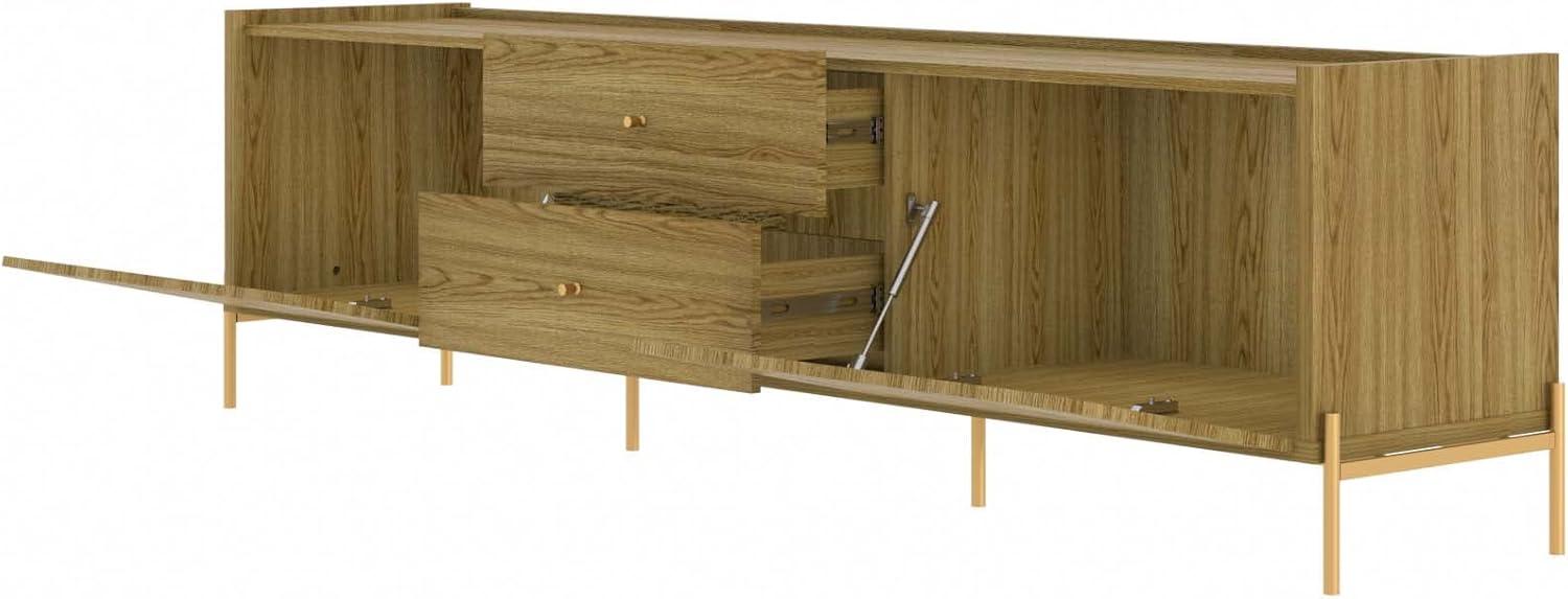 Jasper TV Stand for TVs up to 70" Oak - Manhattan Comfort: Modern Media Console with Storage