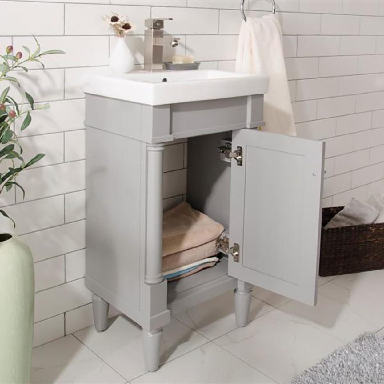 Gray Poplar and MDF Freestanding 18" Sink Vanity