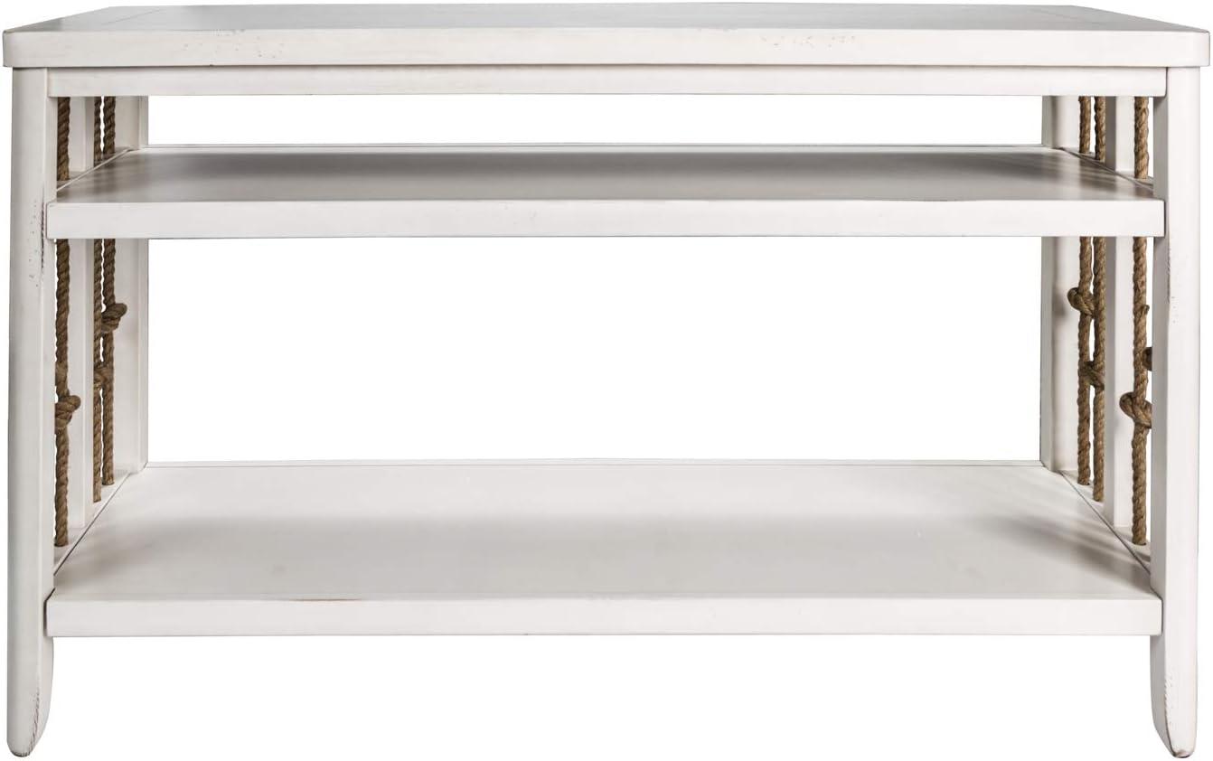 Dockside White 50" Rectangular Wood Sofa Table with Storage