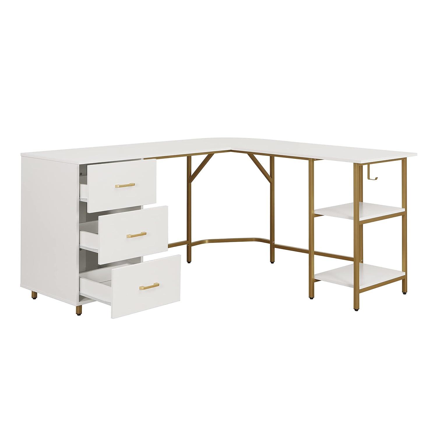 17 Stories Techni Mobili L-Shape Home Office Two-Tone Desk With Storage