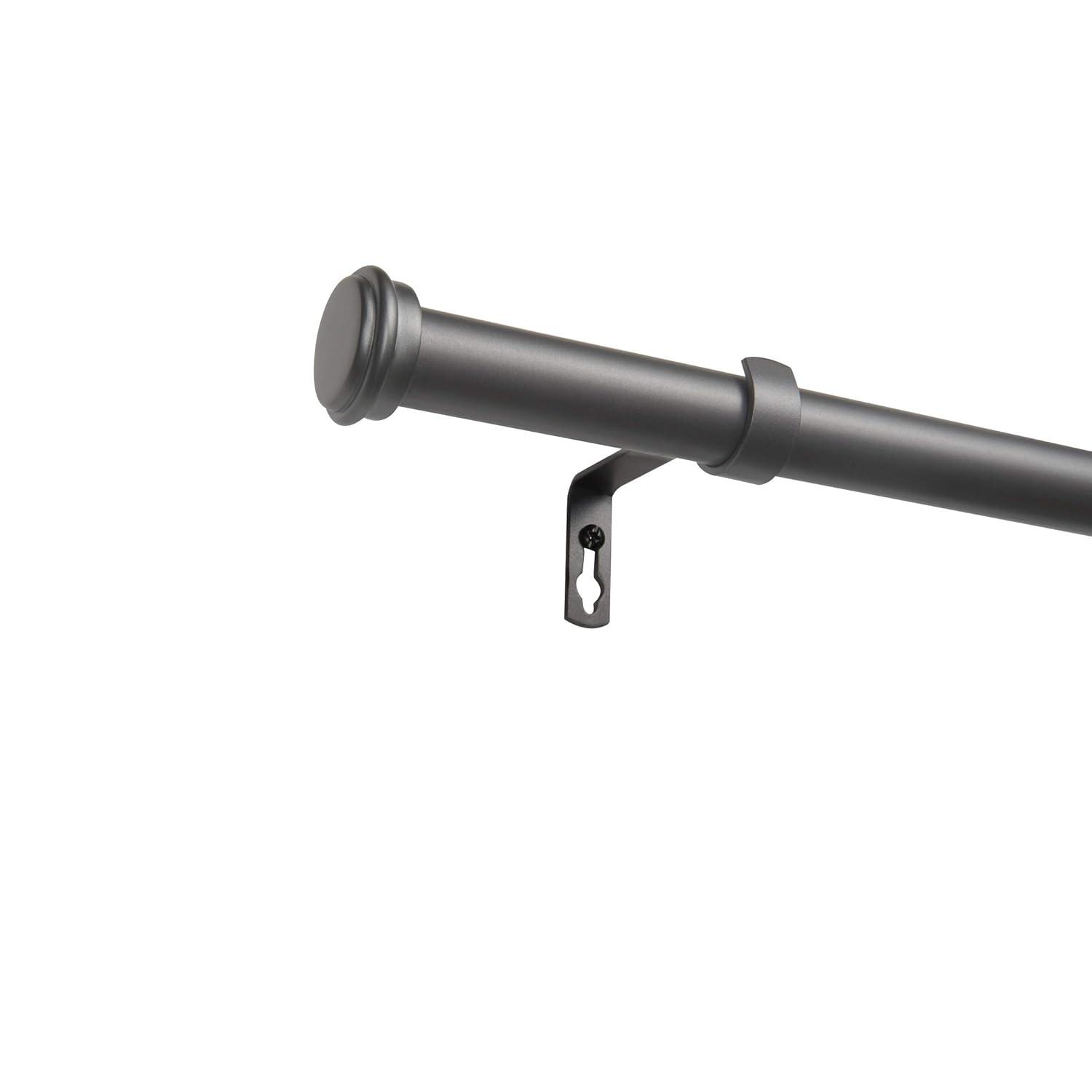 Exclusive Home 36"-72" Topper Curtain Rod - Gunmetal: Matte Finish, Iron, Flat Cap Finial, 25 lb Capacity