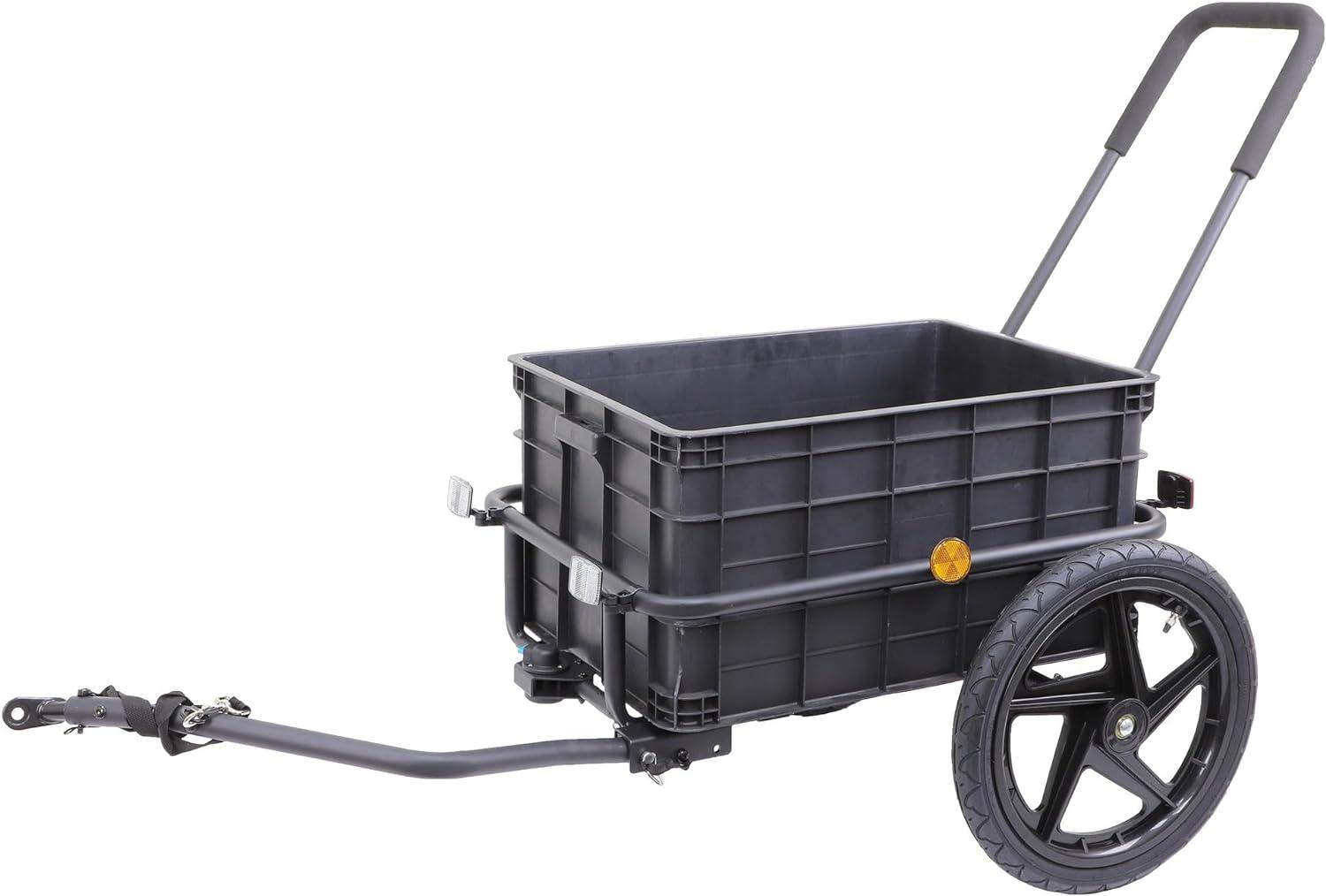 Xspec 2-in-1 Bike Cargo Trailer Pushcart with Tow Hitch and Removable Handlebar