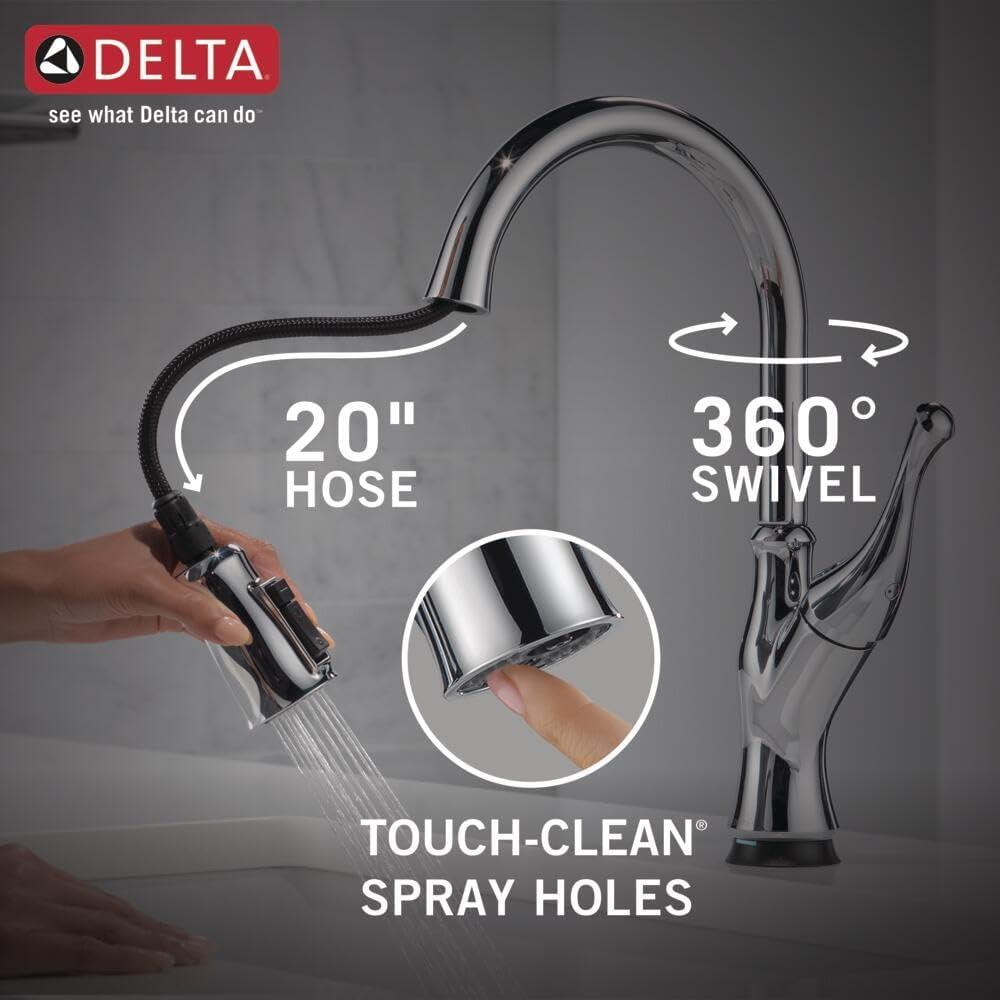 Delta Faucet Ophelia Touch Kitchen Faucet Chrome, Chrome Kitchen Faucets with Pull Down Sprayer, Kitchen Sink Faucet, Touch Faucet for Kitchen Sink, Delta Touch2O Technology, Chrome 19888TZ-DST