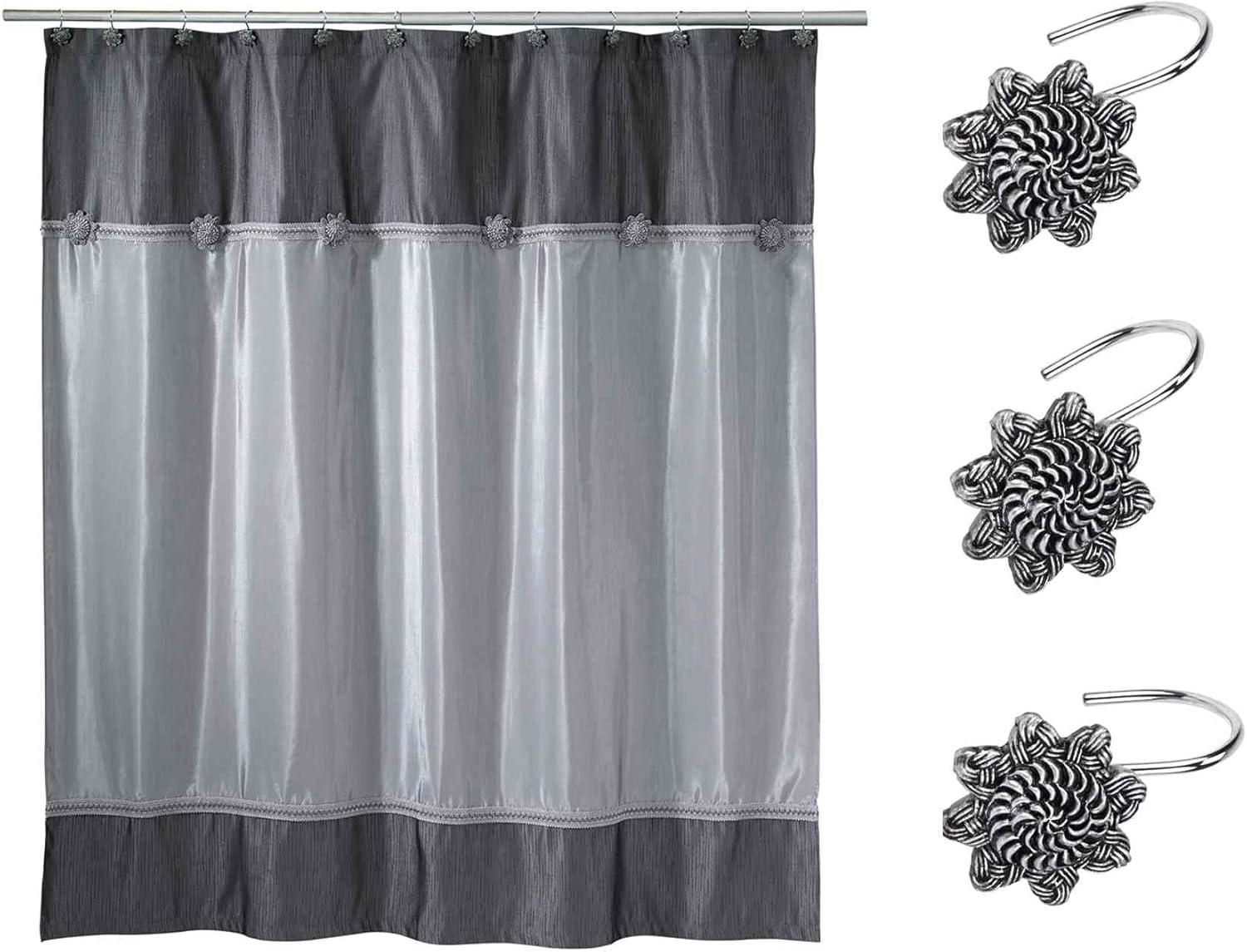 Avanti Linens Braided Medallion Shower Curtain & Hook Set