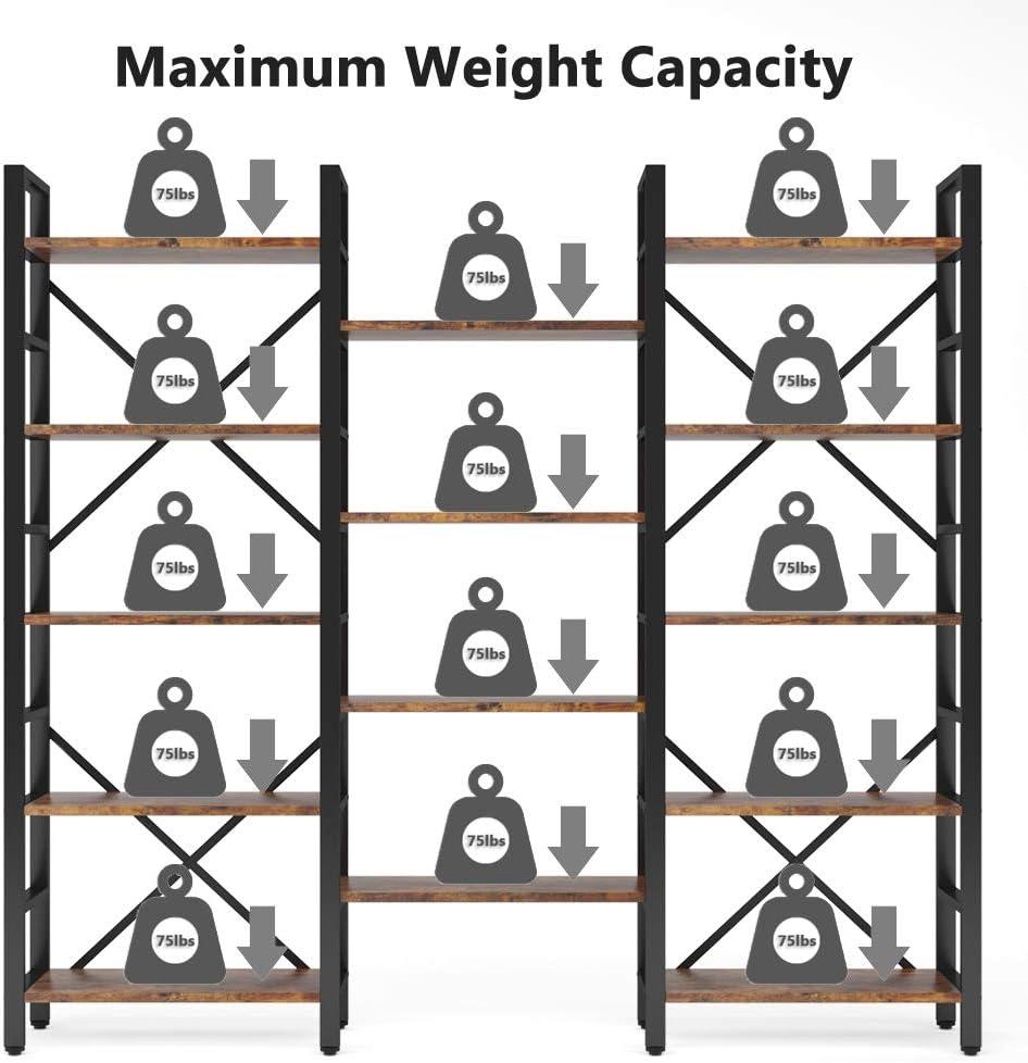 Tribesigns Triple Wide 5-Shelf Bookcase, Etagere Large Open Bookshelf