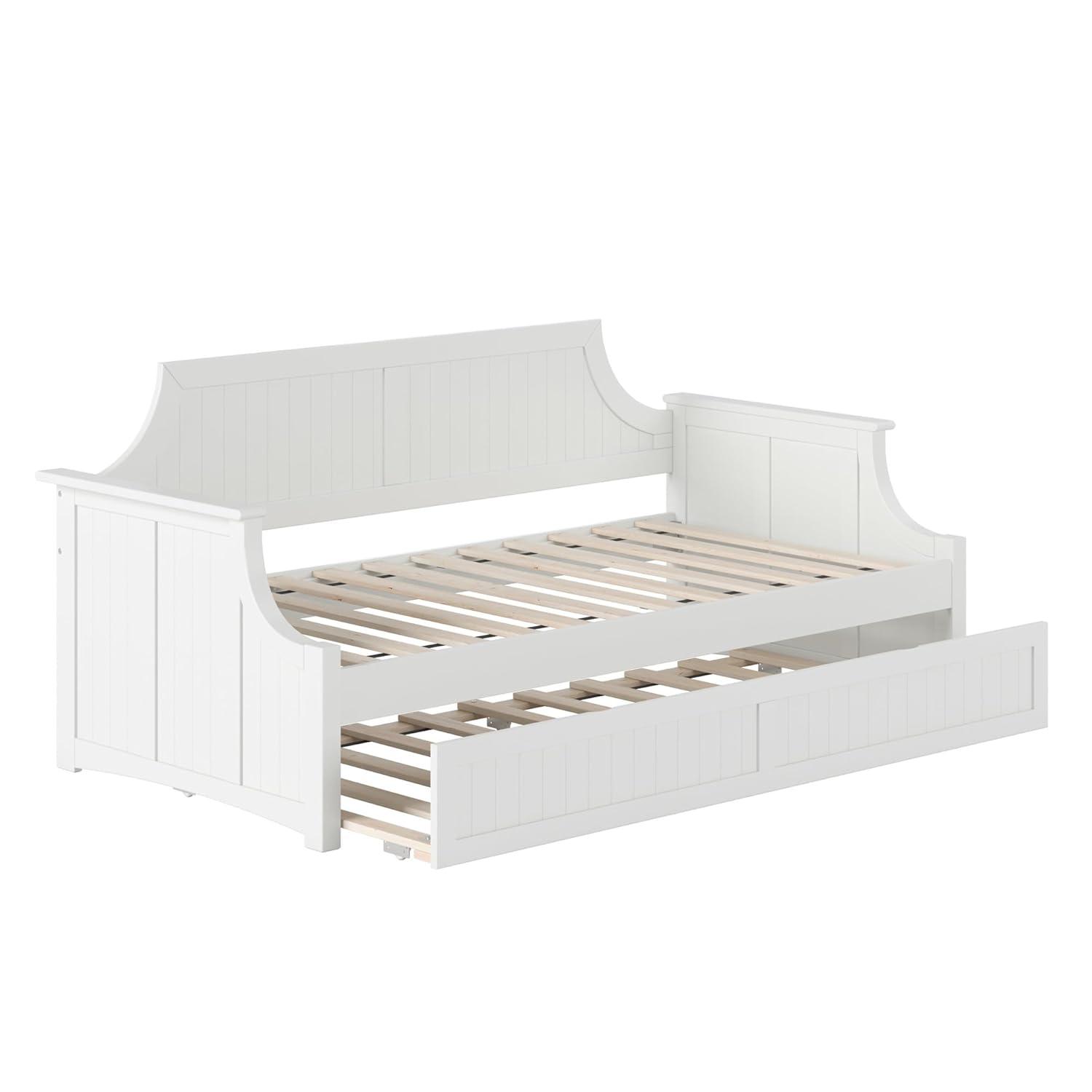AFI Cambridge Twin Wood Daybed with Twin Size Trundle in White