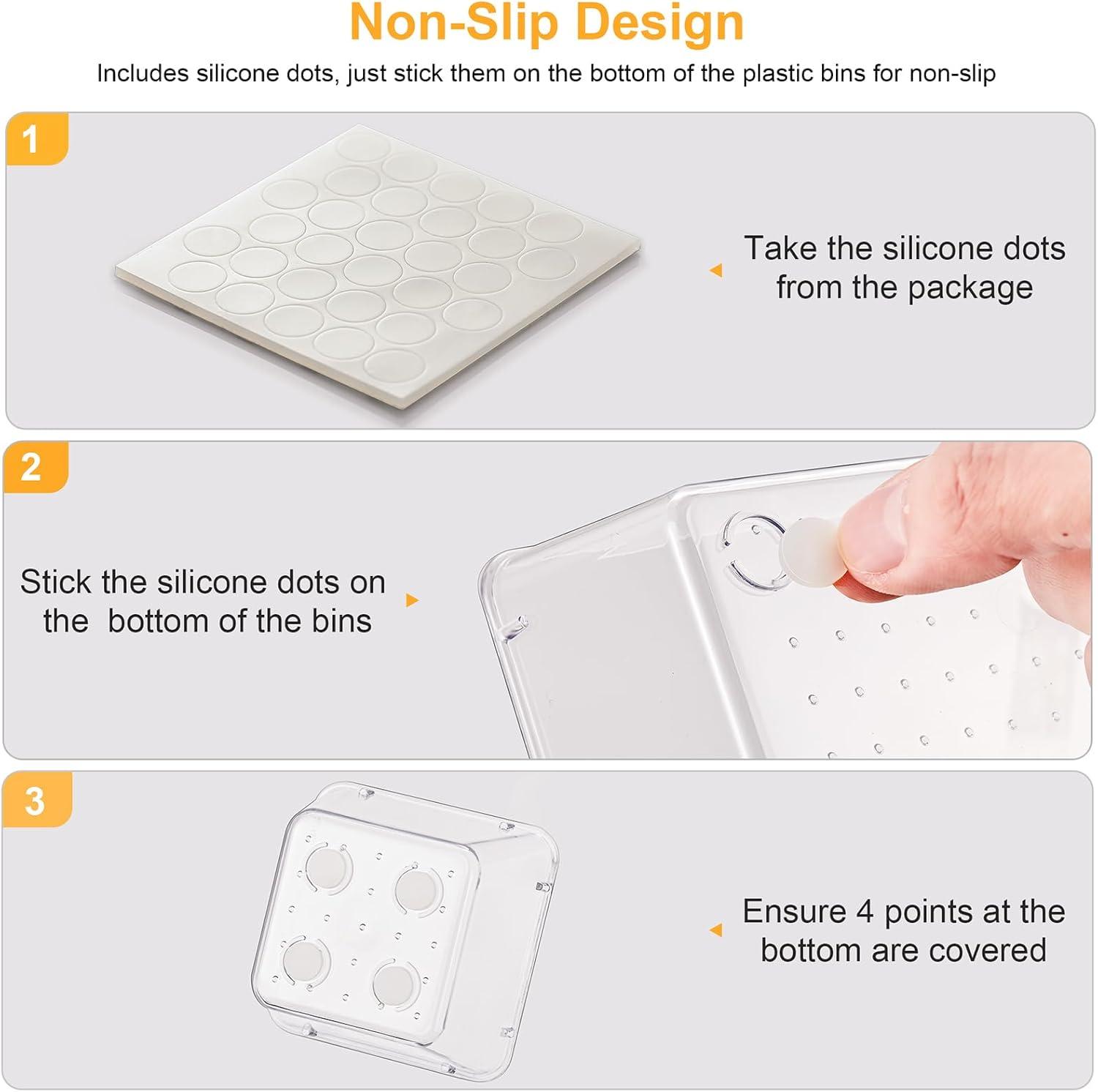 SMARTAKE 13-Piece Drawer Organizers with Non-Slip Silicone Pads, 5-Size Desk Drawer Organizer Trays Storage Tray for Makeup, Jewelries, Utensils in Bedroom Dresser, Office and Kitchen, Clear