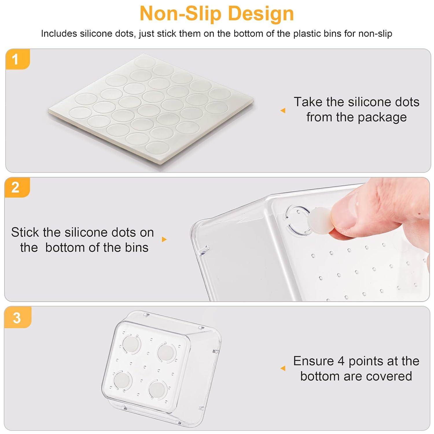 SMARTAKE 13-Piece Drawer Organizers with Non-Slip Silicone Pads, 5-Size Desk Drawer Organizer Trays Storage Tray for Makeup, Jewelries, Utensils in Bedroom Dresser, Office and Kitchen, Clear