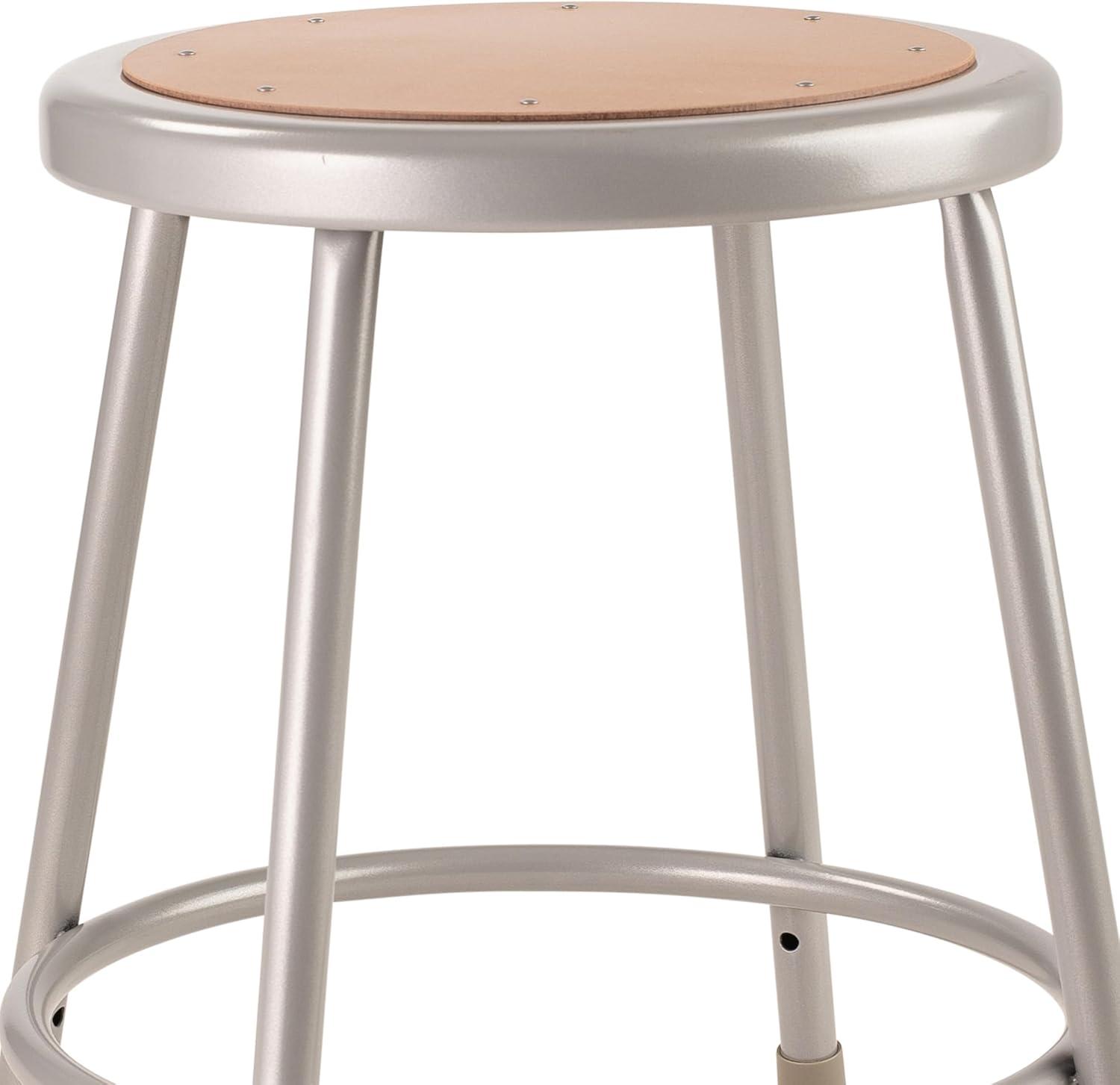 18" High Heavy Duty Grey Steel and Masonite Stool