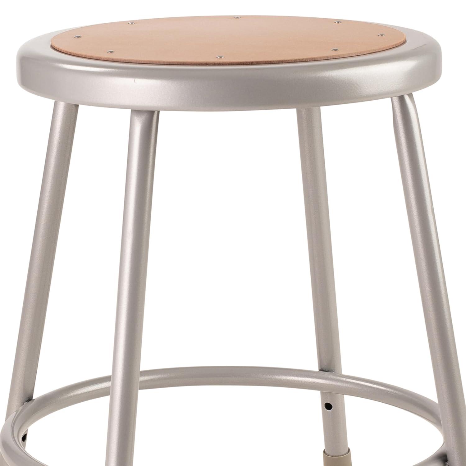 18" High Heavy Duty Grey Steel and Masonite Stool