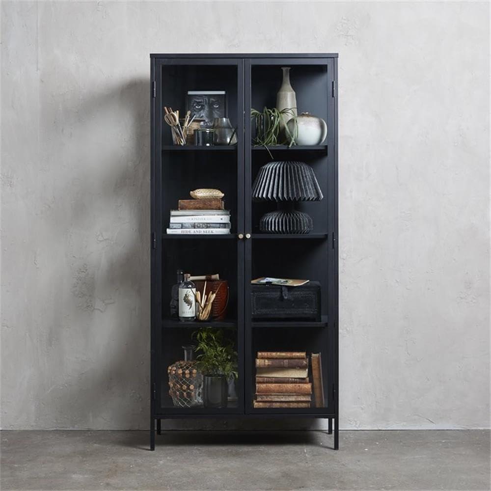 75" Metal and Glass Cabinet in Black