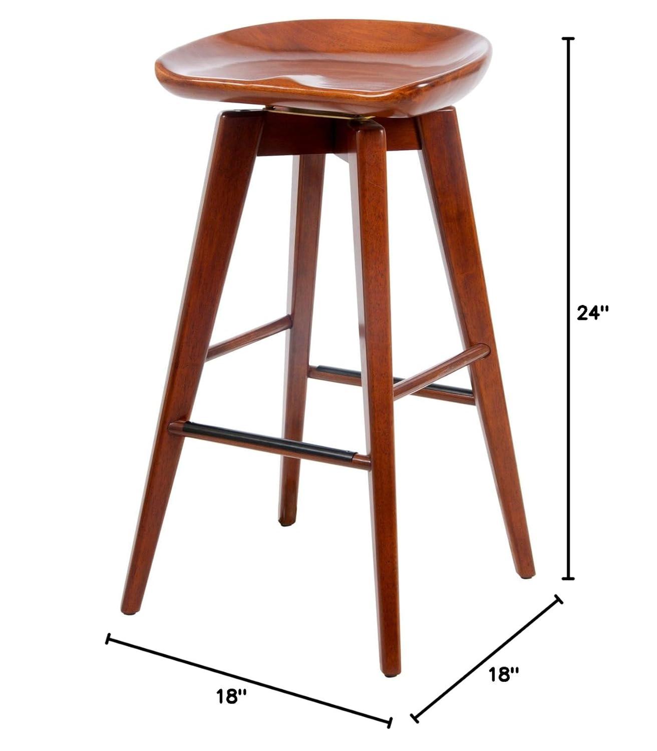 Boraam Bali 24" Backless Swivel Wood Counter Stool, Walnut Finish