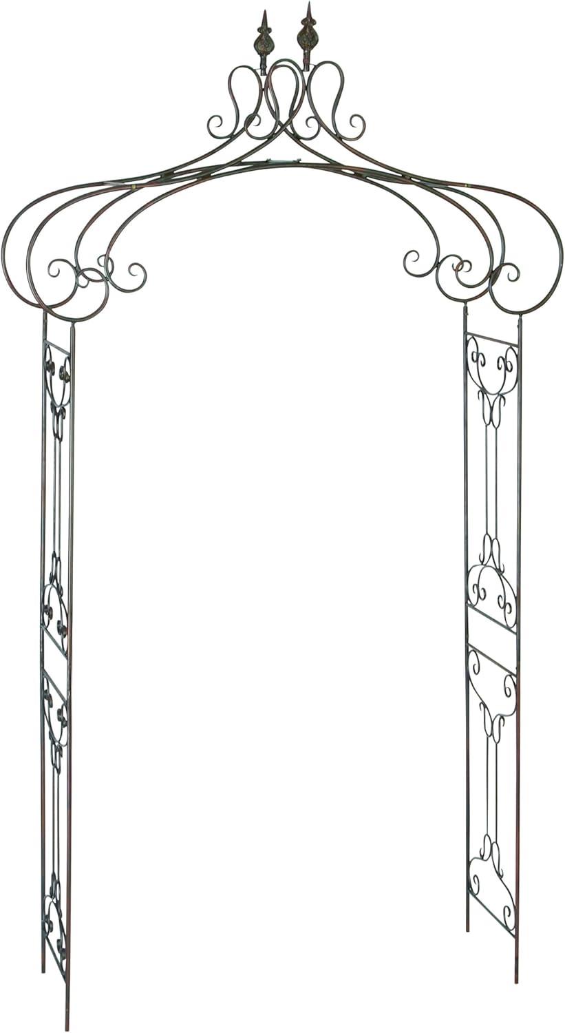 Black Metal Scrollwork Arched Garden Arbor