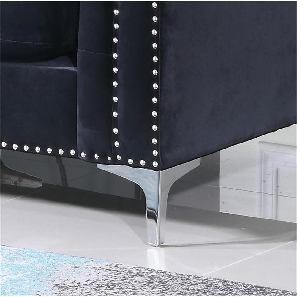 Ivory Velvet Tufted Loveseat with Nailhead Trim