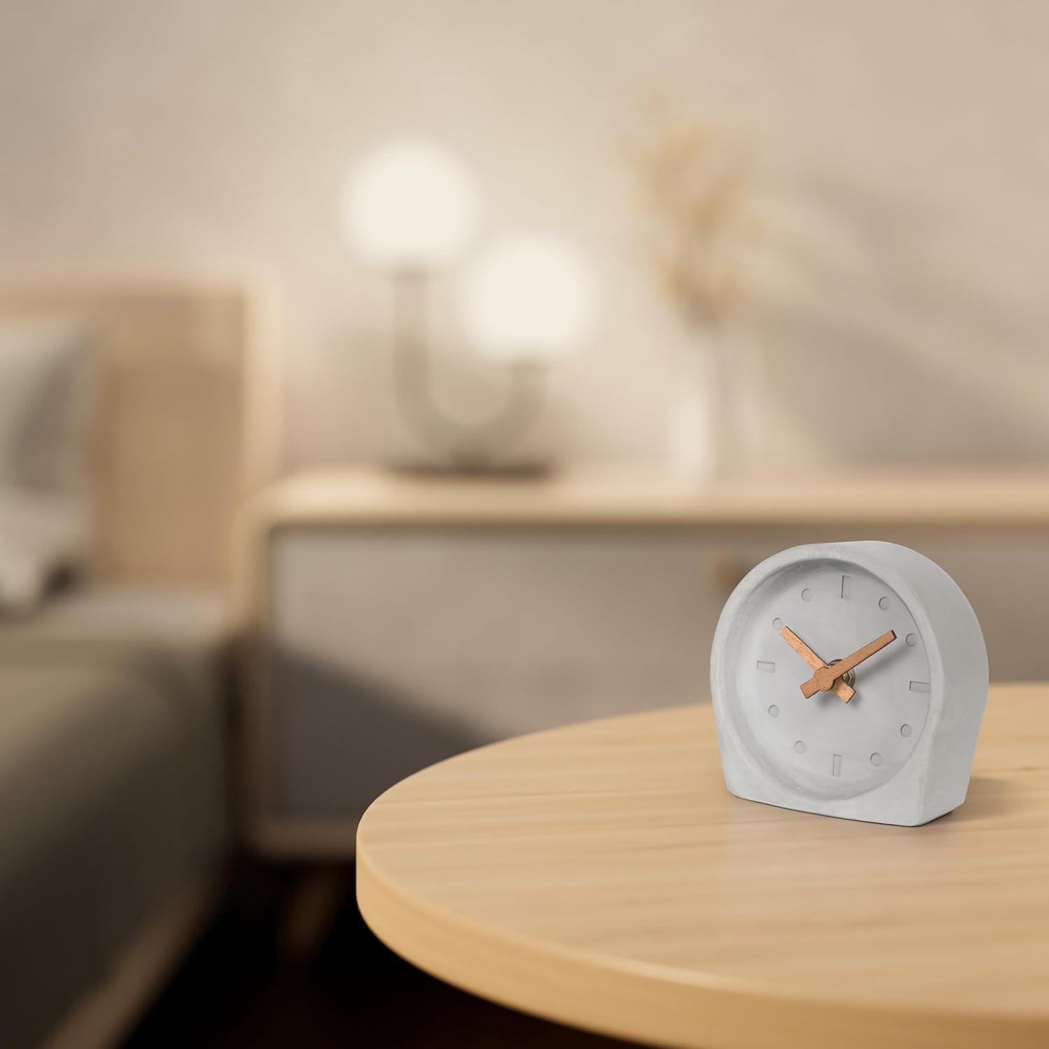 La Crosse Technology 4-Inch Quartz Battery Art Deco Cement Indoor Tabletop Clock, Open Faced Dial