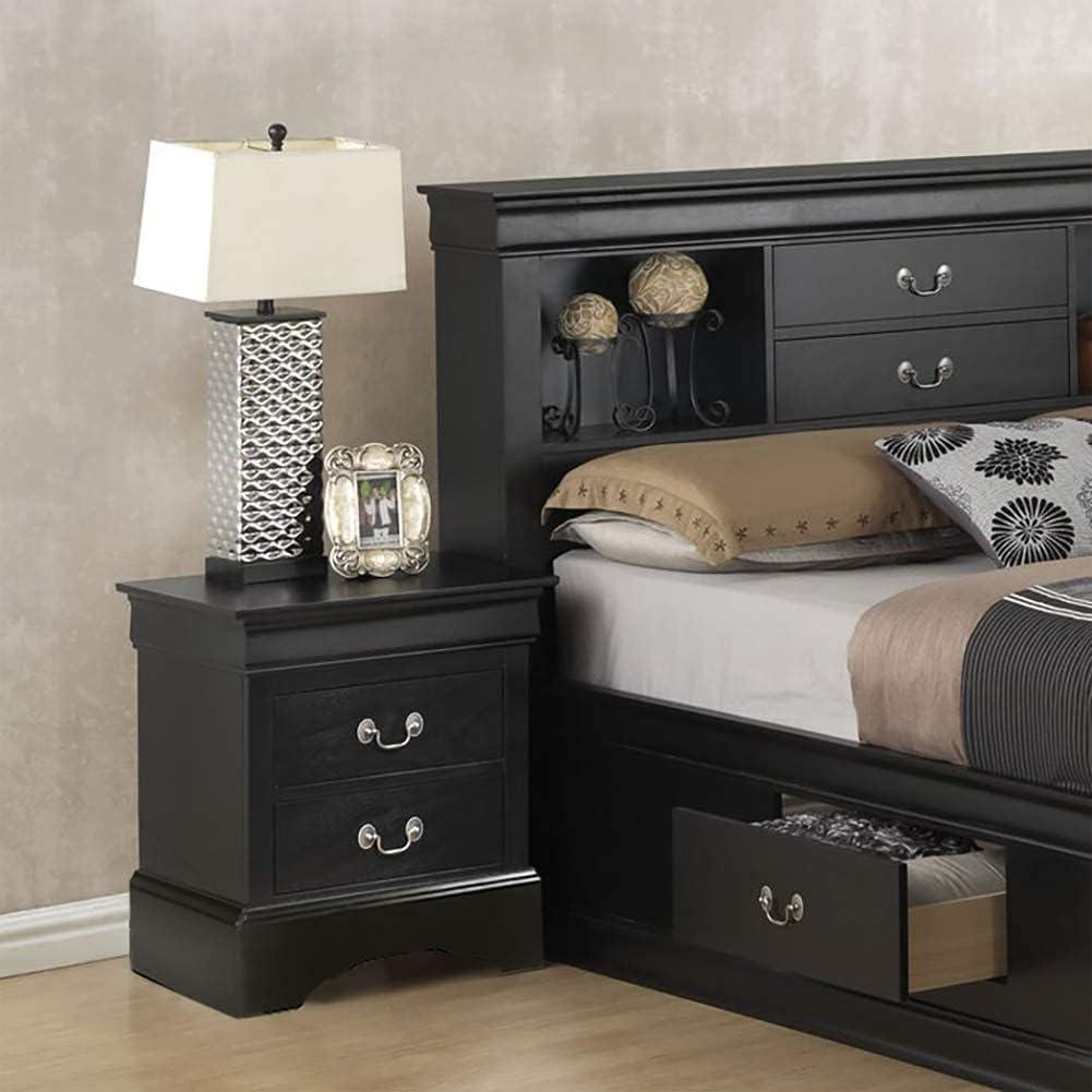 Benzara Traditional 2 Drawers wood Nightstand By Louis Philippe III, Brown