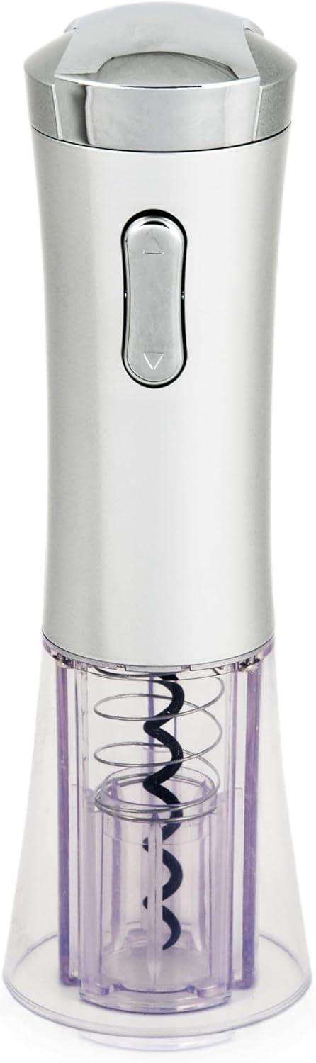 True Lux Electric Wine Opener, Rechargeable Corkscrew with Charger, Silver