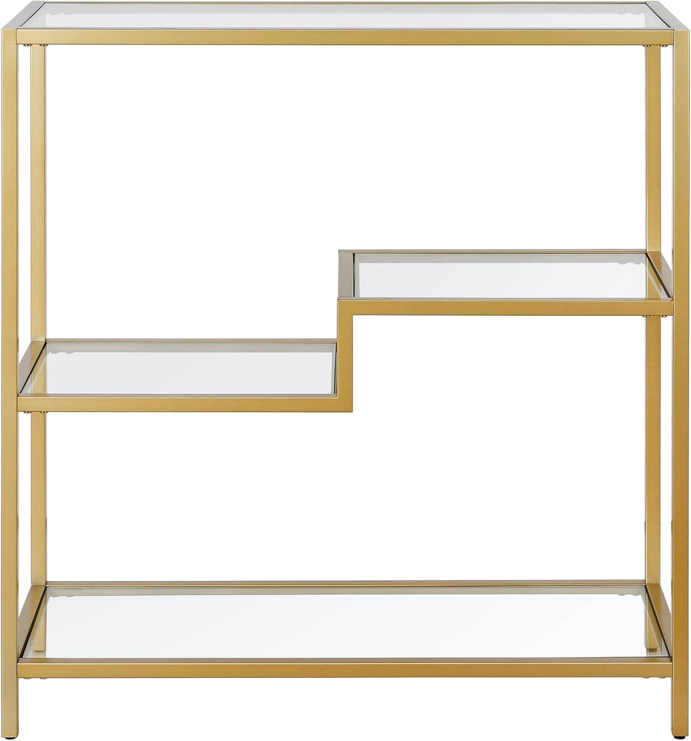 36 in. Gold Metal & Glass Four Tier Etagere Bookcase