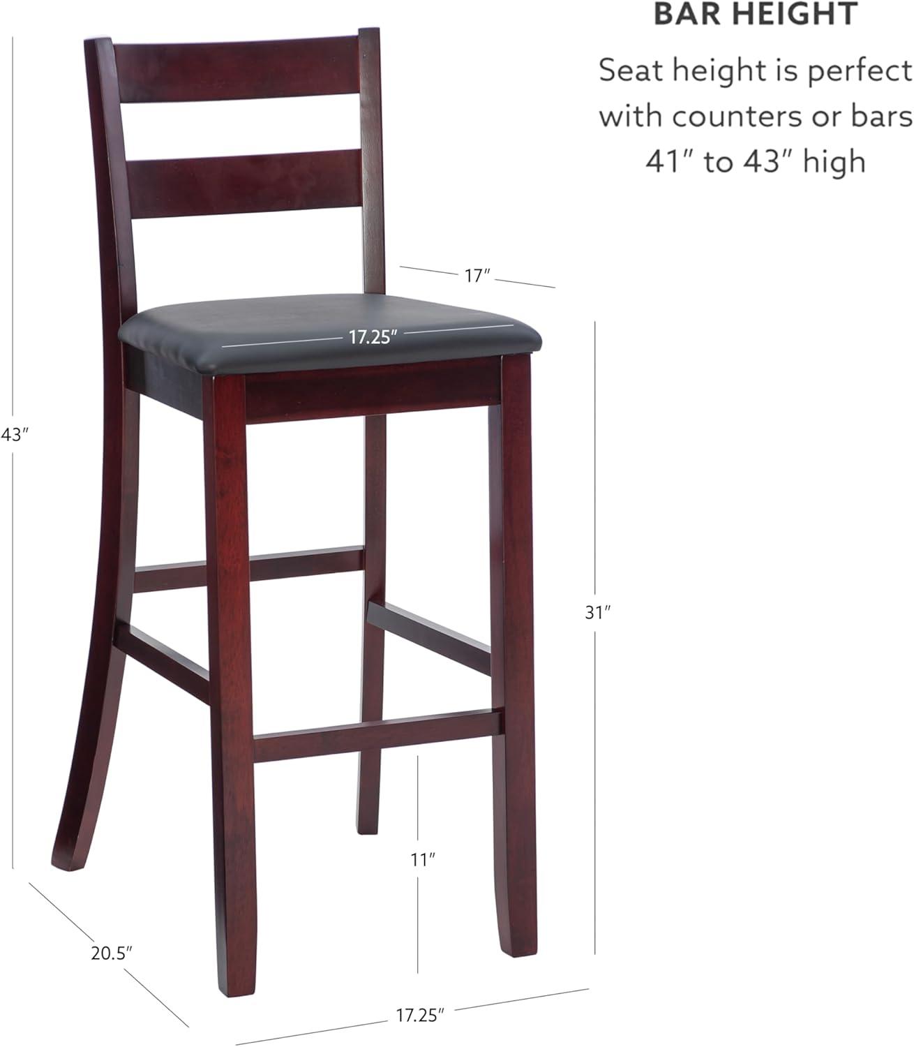 29" Triena Soho Padded Seat Faux Leather Barstool Hardwood/Brown - Linon: Upholstered, 31" High