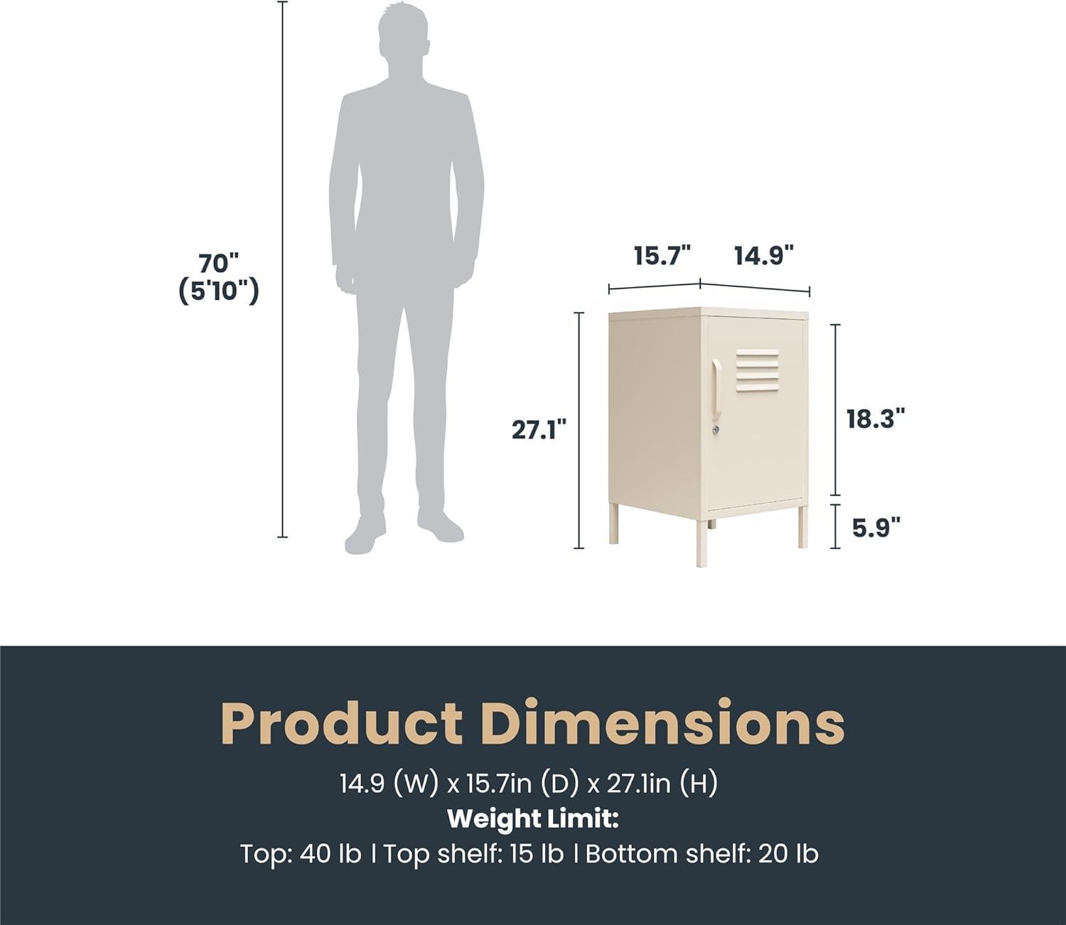 Cache Metal Locker End Table with Storage