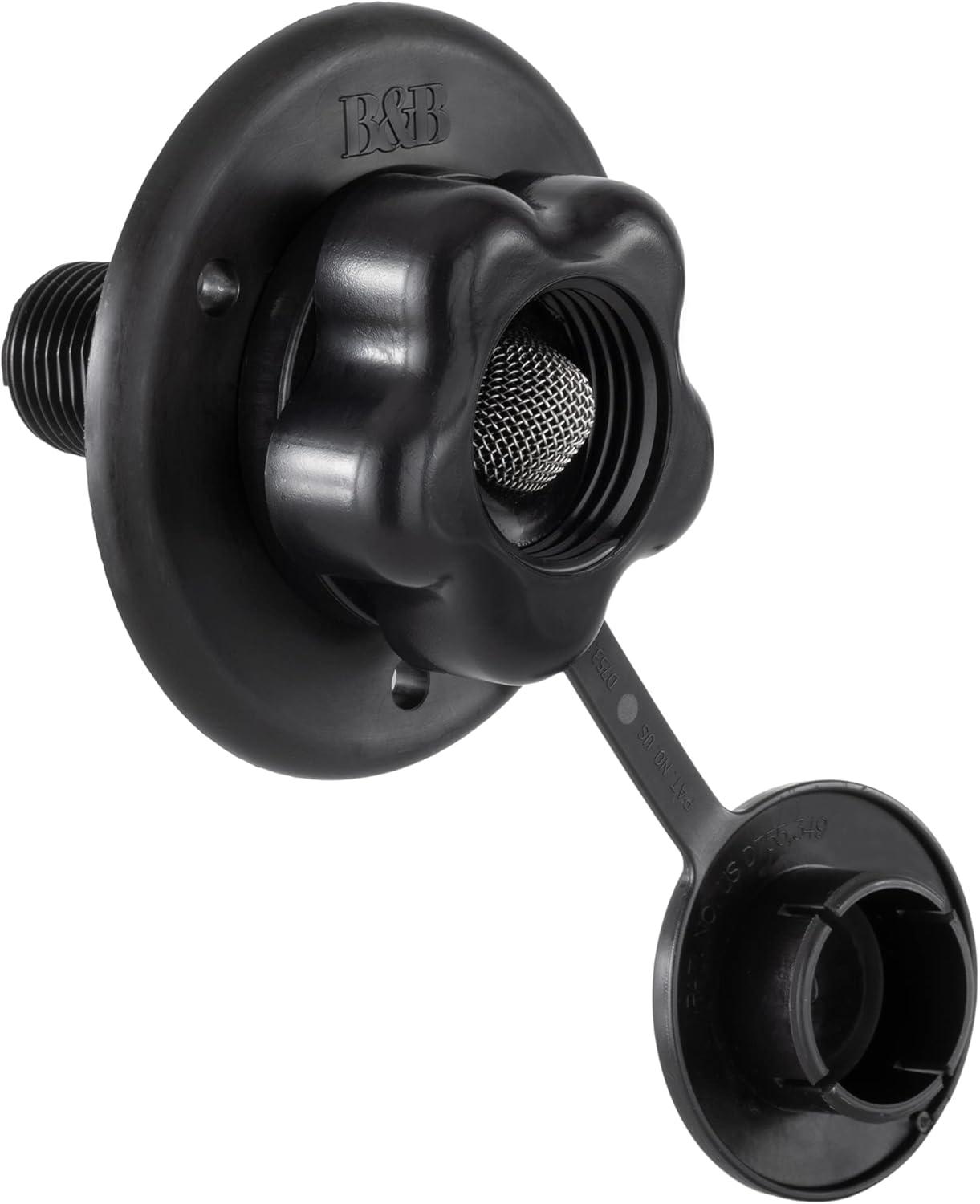 Black Plastic RV City Water Fill Inlet with Check Valve