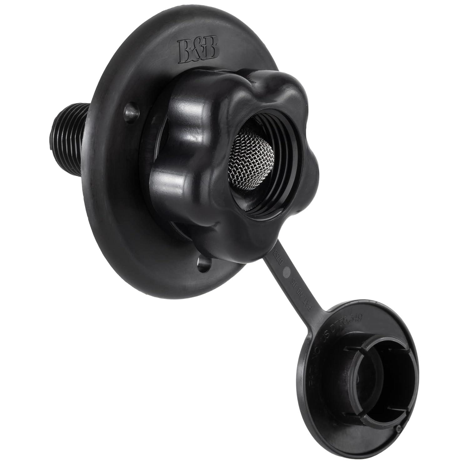Black Plastic RV City Water Fill Inlet with Check Valve