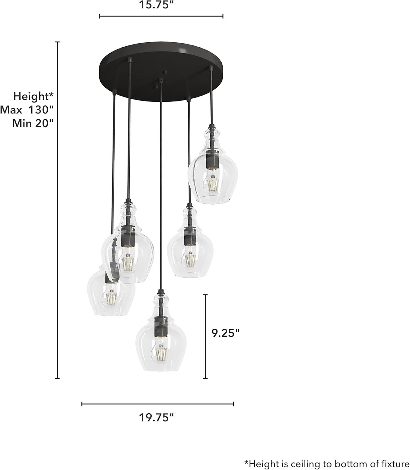 Maple Park Noble Bronze 5-Light Glass Cluster Pendant