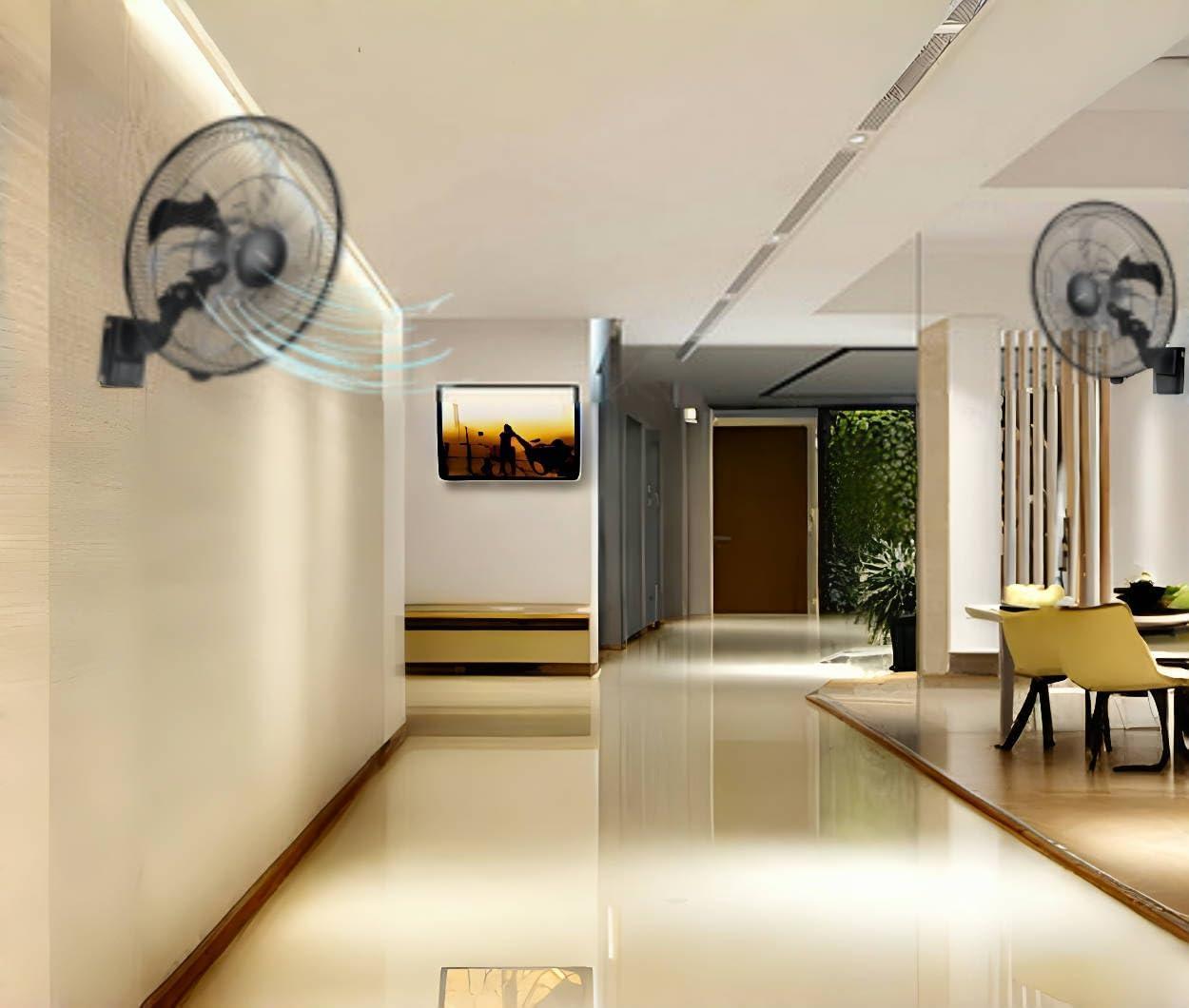18-inch Black Metal Wall Mounted Fan with 5-Speed Settings