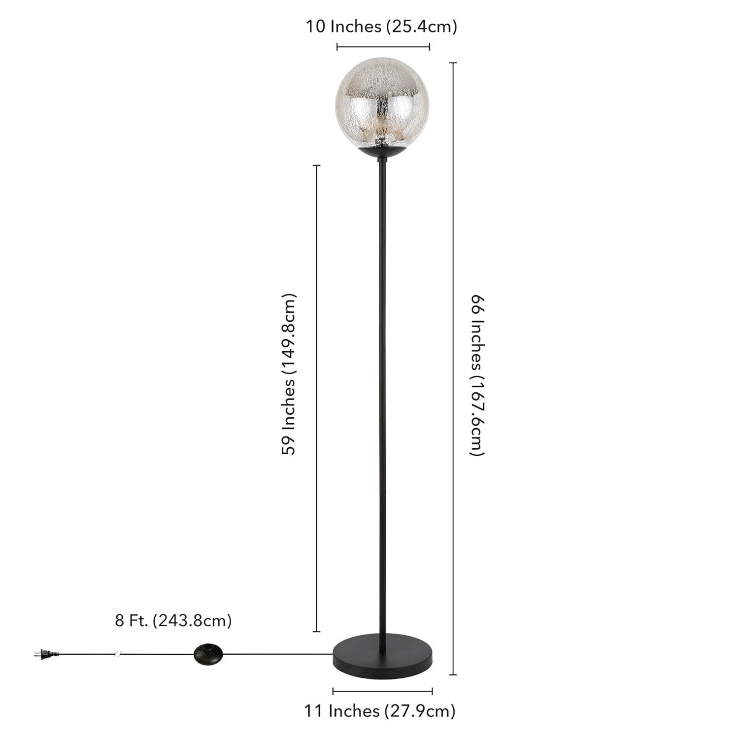 Evelyn&Zoe Oula 66" Tall Floor Lamp with Glass Shade, Blackened Bronze/Mercury Glass