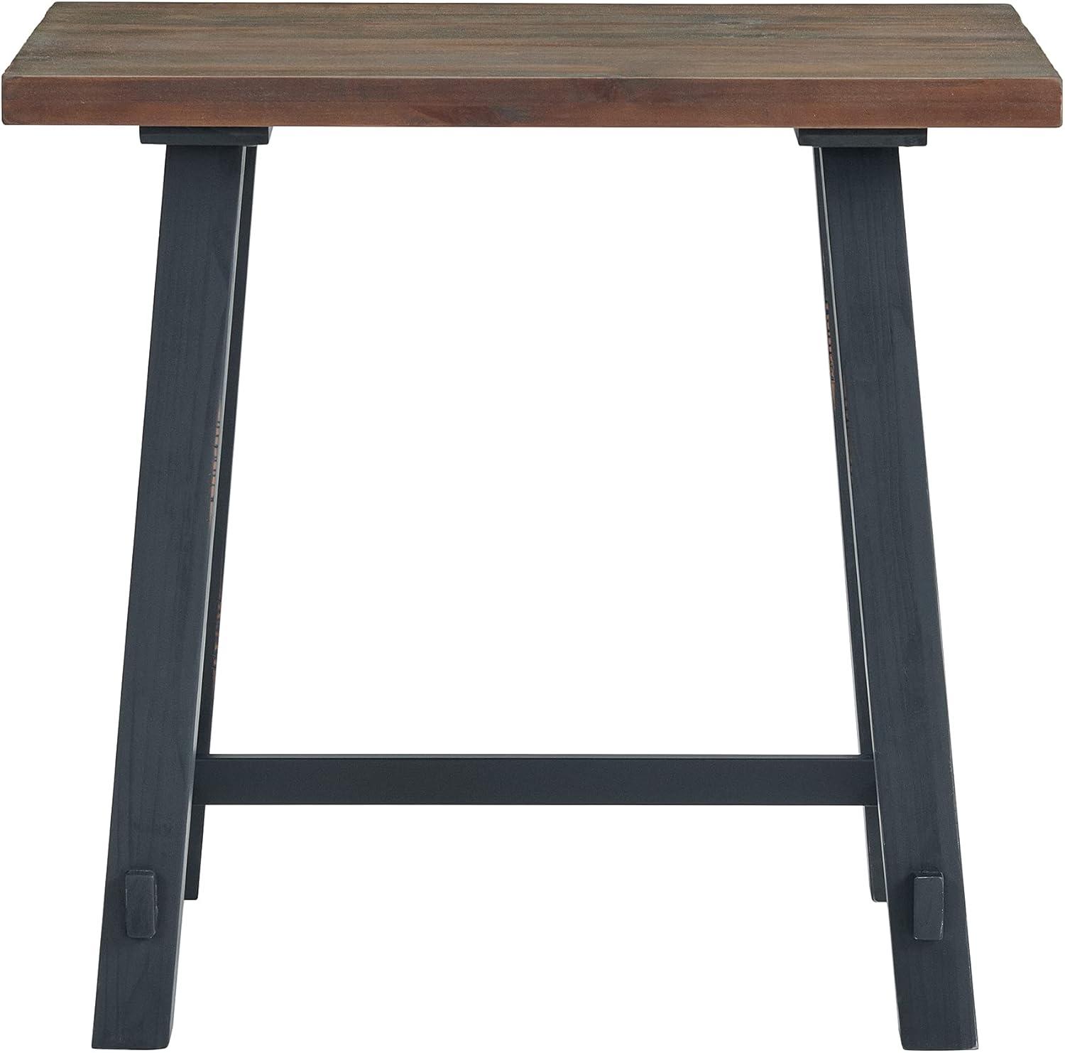 32" Small Adam Solid Wood Desk Rustic Natural - Alaterre Furniture: Industrial Sawhorse Leg, Pine Surface