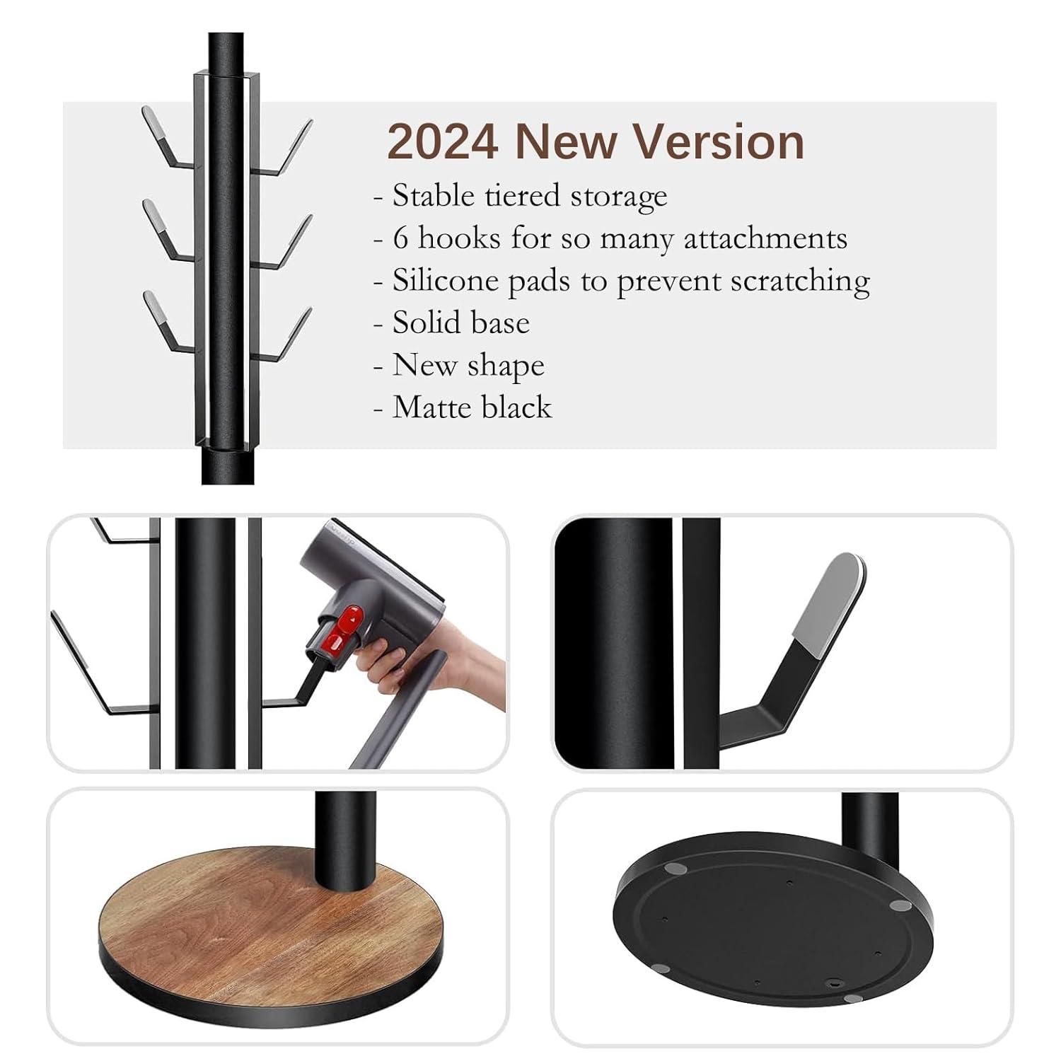 Docking Station Holder Freestanding Vacuum Stand Rack Compatible with V15 Detect, V11 V10 V8 V7 V6 Cordless Vacuum Cleaners, Floor Docking Station Metal Organizer Bracket with 6 Hooks