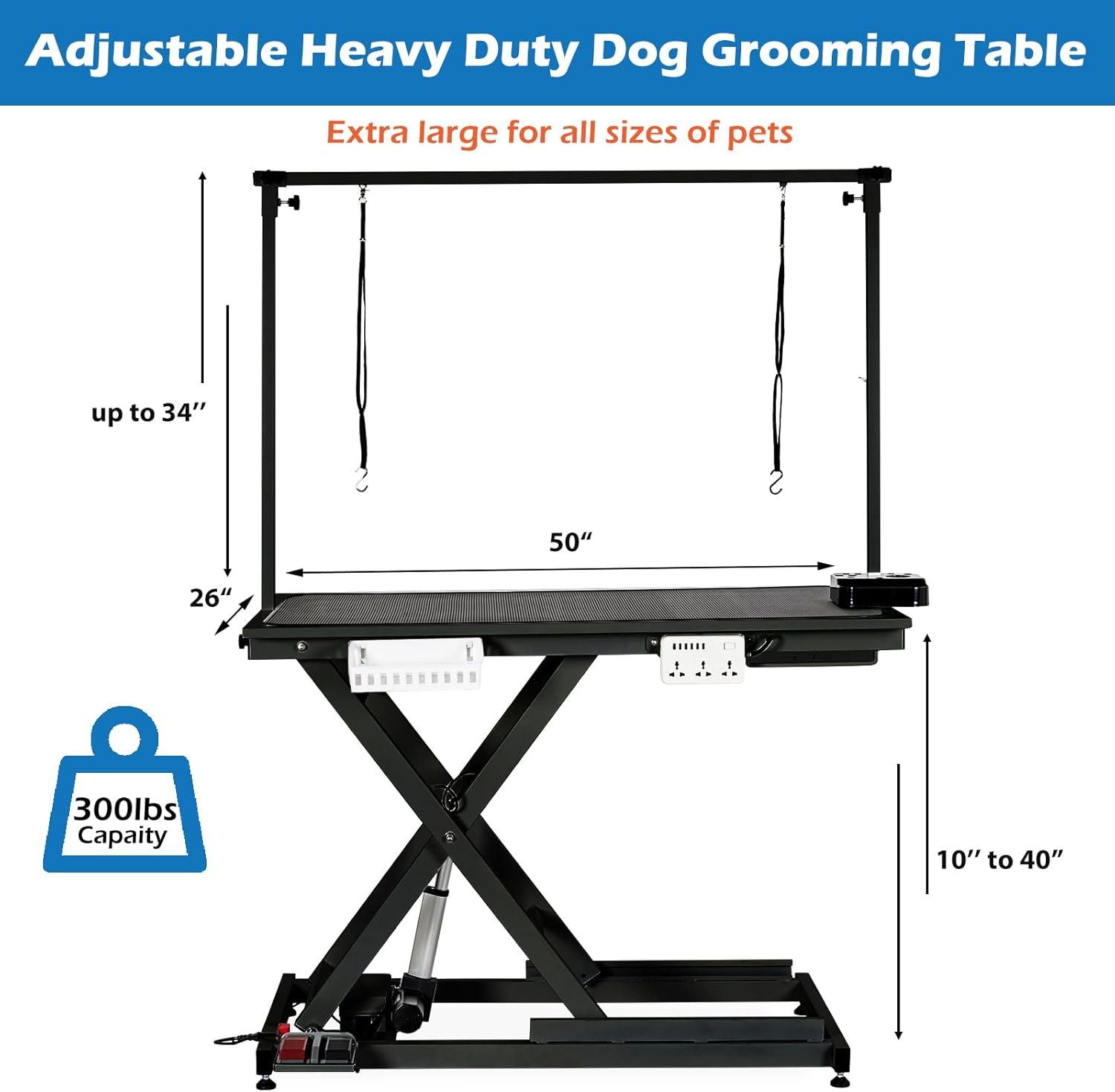 babevy 50'' Electric Dog Grooming Table, Heavy Duty, Height Adjustable Pet Grooming Table | Wayfair