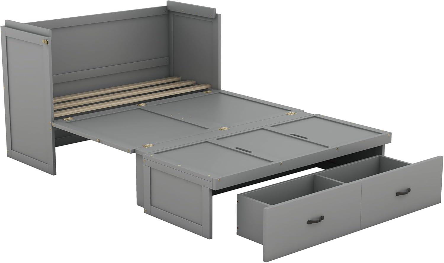 Harper & Bright Designs Full Size Murphy Bed with USB Port and a Large Drawer, Space-Saving Wall Bed for Multipurpose Guest Room or Home Office - White