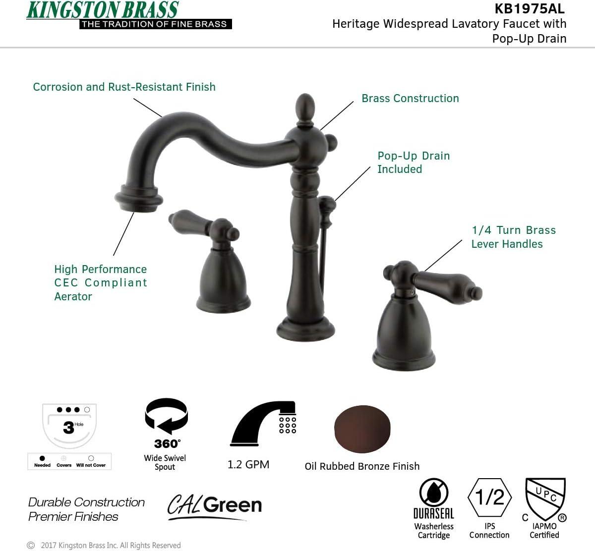 Heritage Oil Rubbed Bronze Widespread Bathroom Faucet