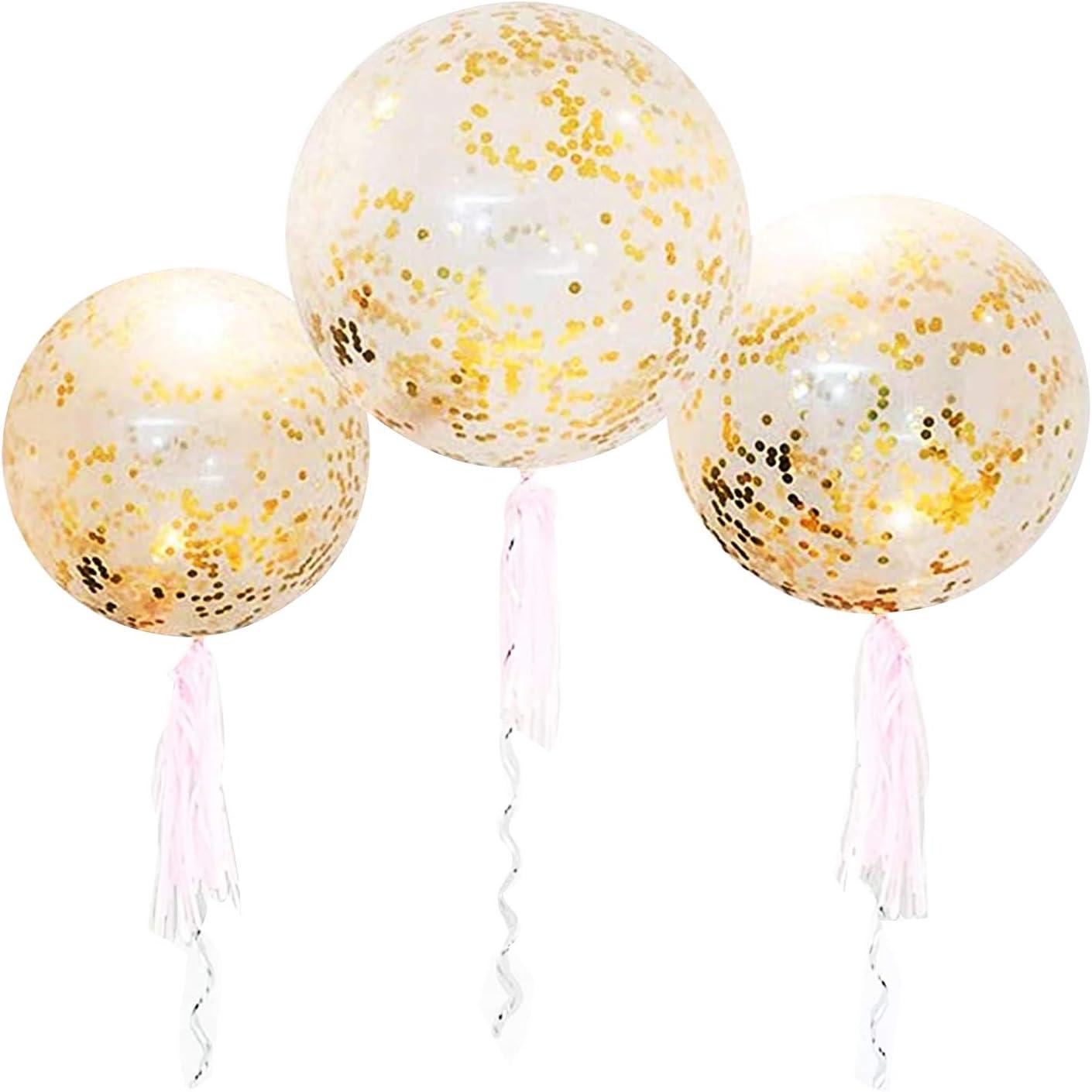 36 Inch Jumbo Confetti IFF17 Balloons, Giant Latex with Gold Confetti (Premium Helium Quality) Pkg/6 Latex glitter balloons for Party/Birthdays/Wedding/Festivals Christmas and Event Decorations