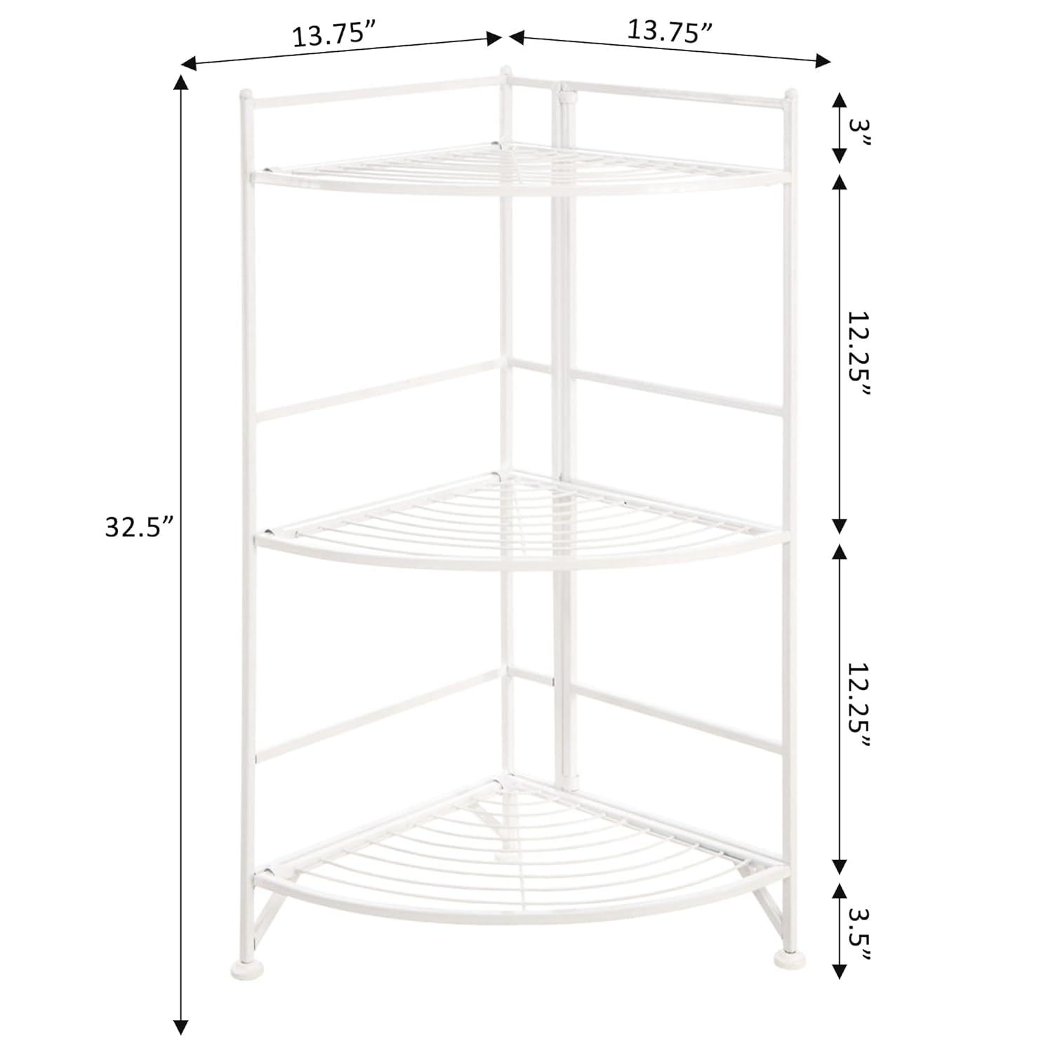 Convenience Concepts Designs2Go Corner Plant Stand in White Metal Frame Finish